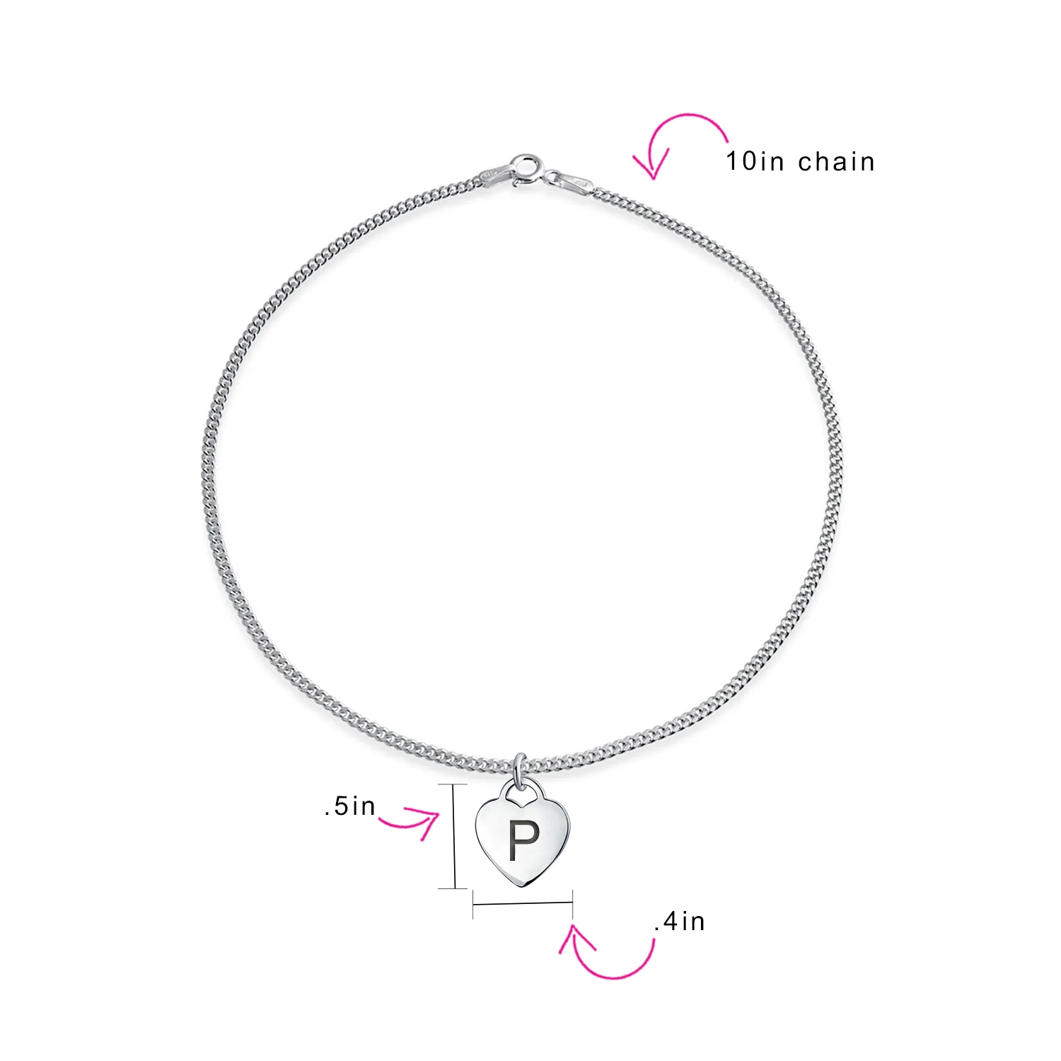 Dangling Heart Charm Anklet Ankle Bracelet Sterling Silver - Image 96