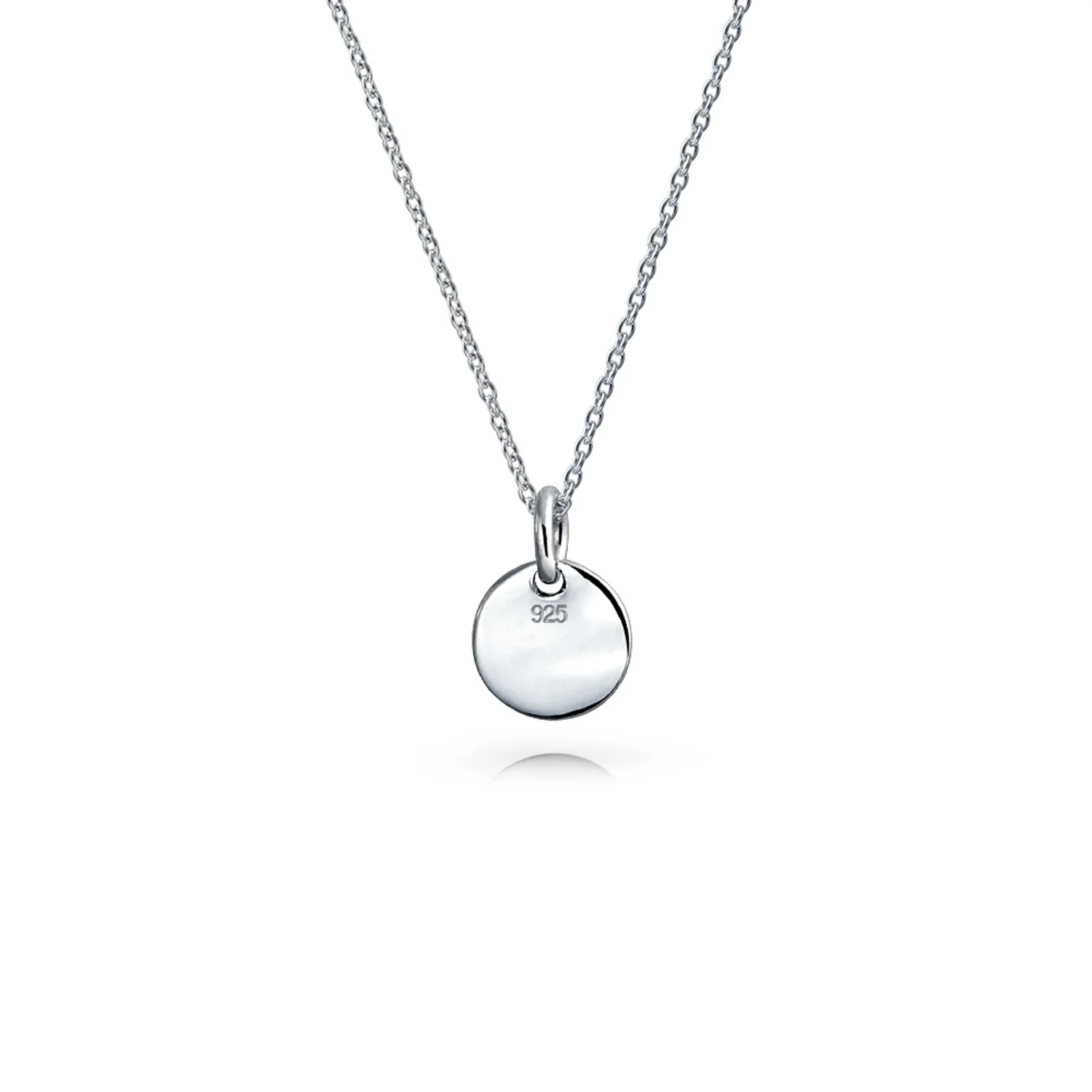 Tiny Minimalist Initial Pendant Necklace Sterling Silver A-Z Alphabet Disc - Image 27
