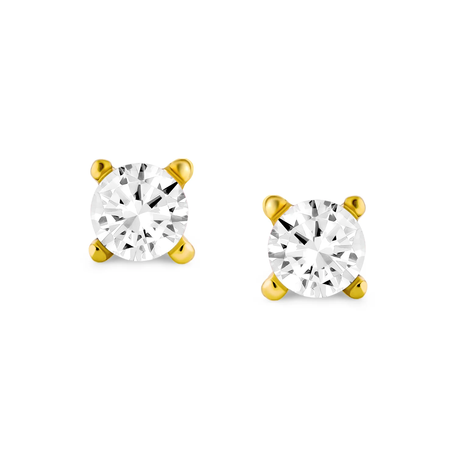 Set of 2 Tiny .25CT CZ Stud Earrings Gold Plated Sterling Silver Screw Back - Image 2