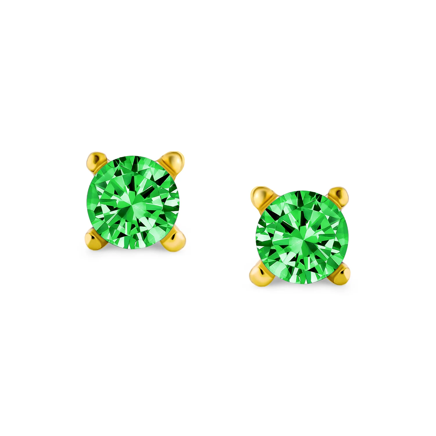Set of 3 Tiny Blue Red Pink CZ Stud Earrings Gold Plated Sterling Silver - Image 10