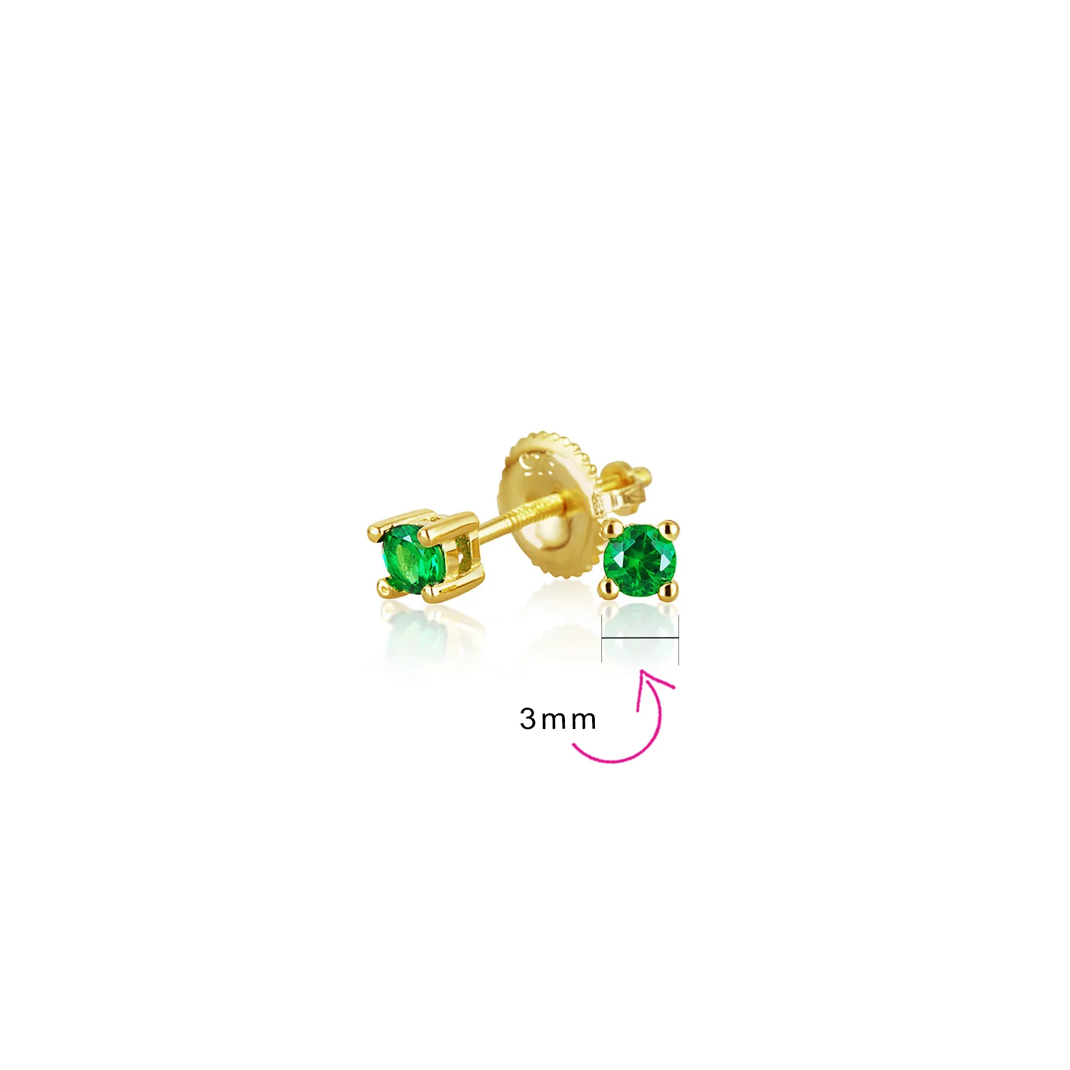 Set of 3 Tiny Blue Red Pink CZ Stud Earrings Gold Plated Sterling Silver - Image 20