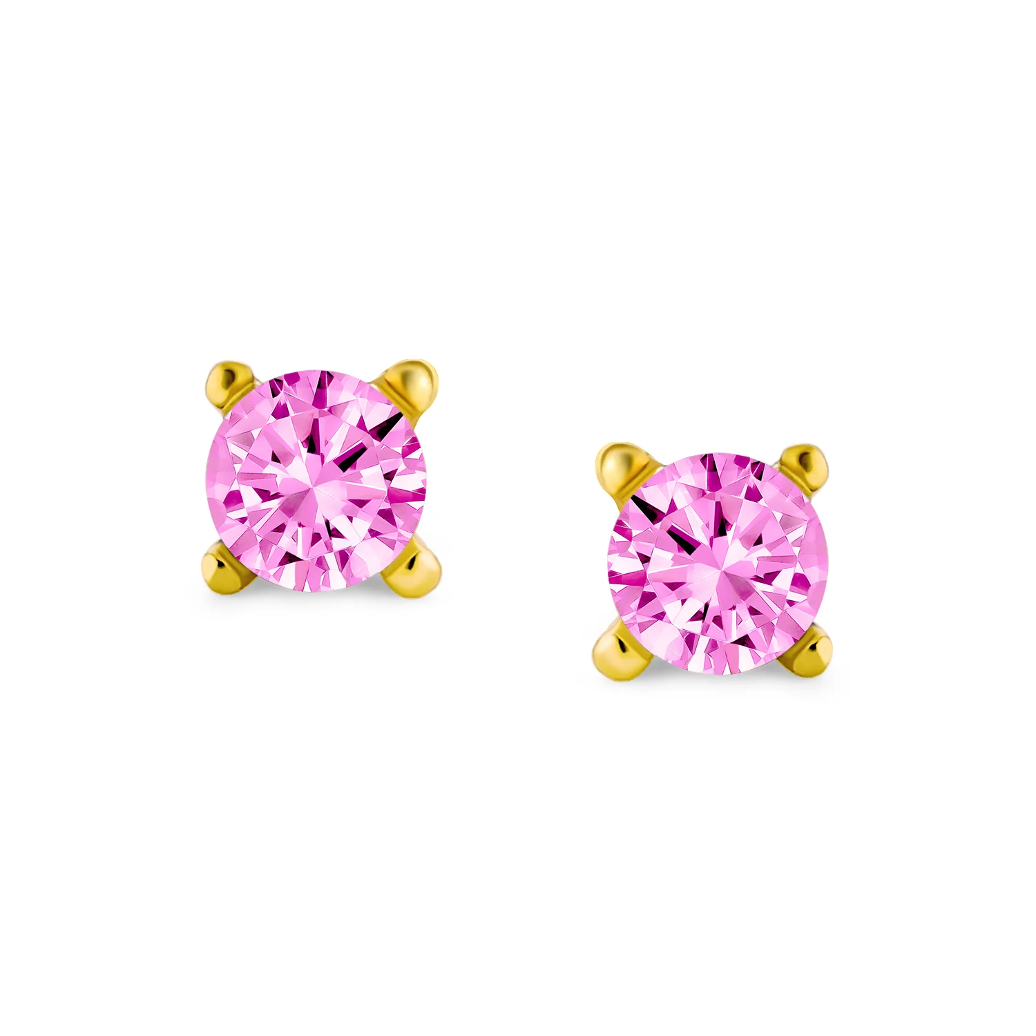 Set of 3 Tiny Blue Red Pink CZ Stud Earrings Gold Plated Sterling Silver - Image 6