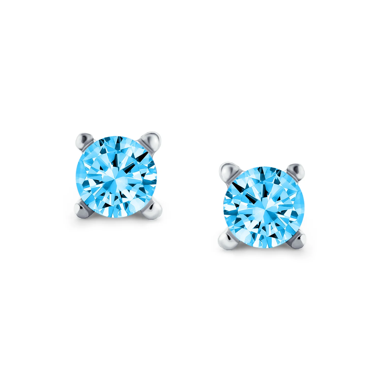 Set of 3 Tiny Blue Red Pink CZ Stud Earrings Gold Plated Sterling Silver - Image 7