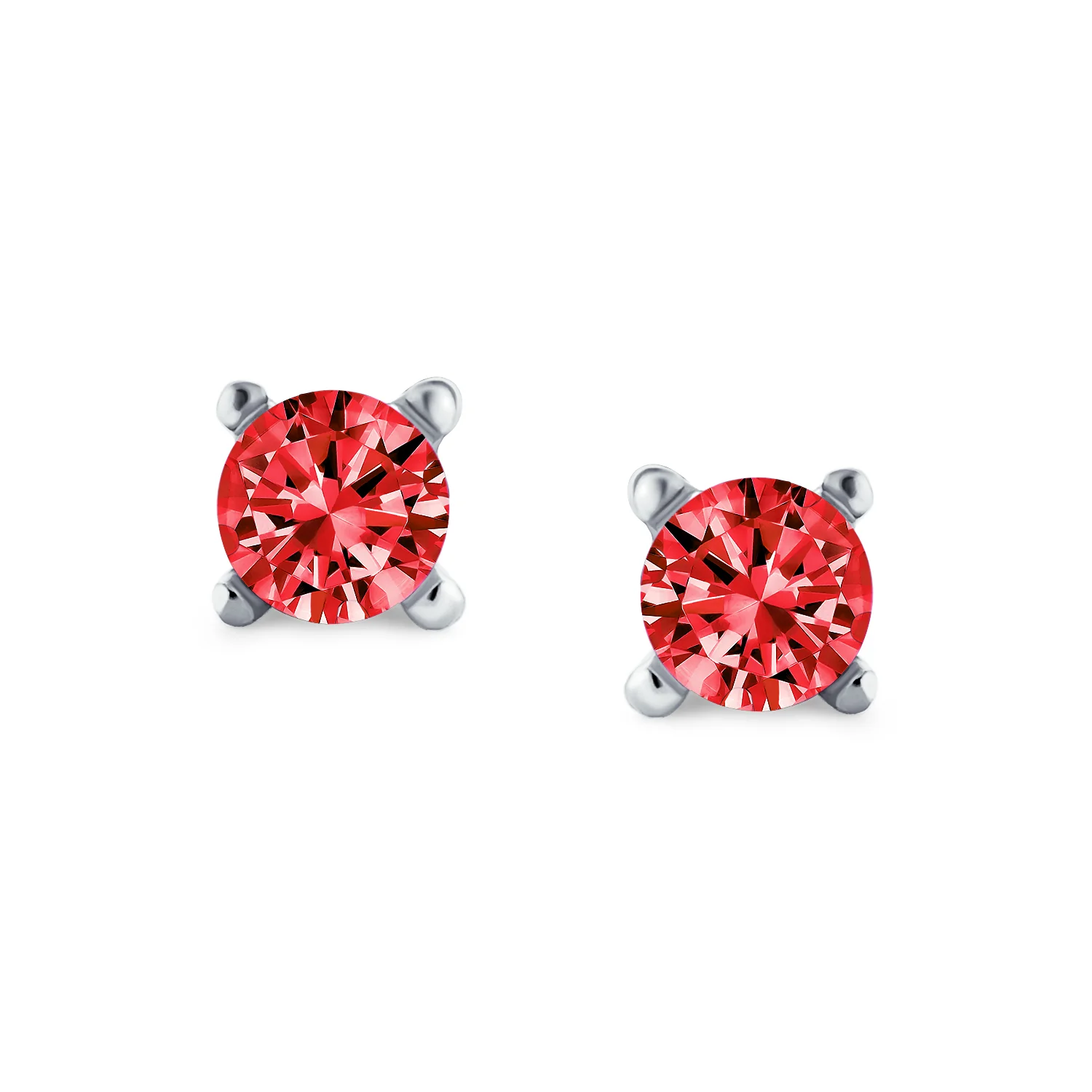 Set of 3 Tiny Blue Red Pink CZ Stud Earrings Gold Plated Sterling Silver - Image 8