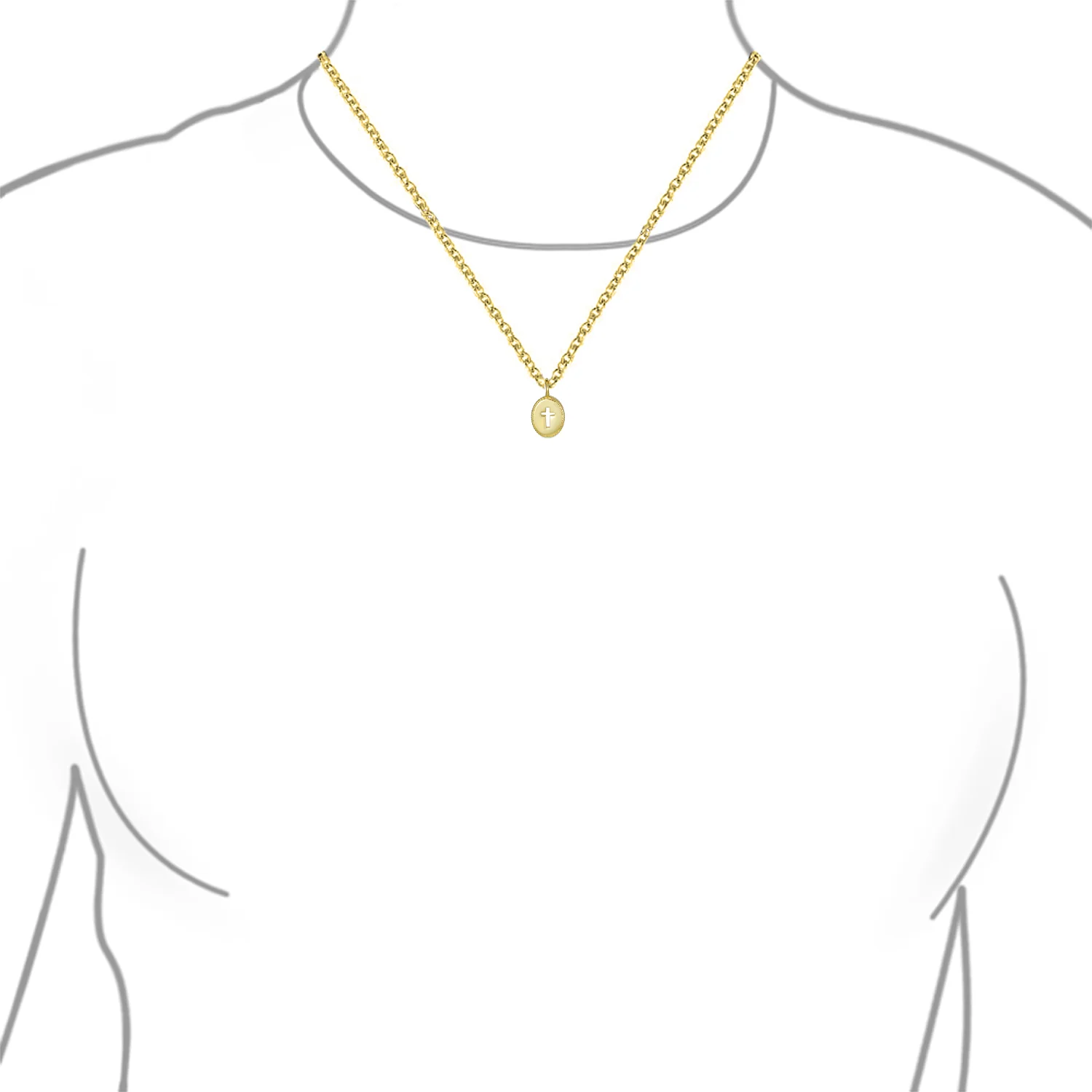 Tiny Petite Religious Cross Pendant Necklace 14K Gold Plated Silver Chain - Image 3
