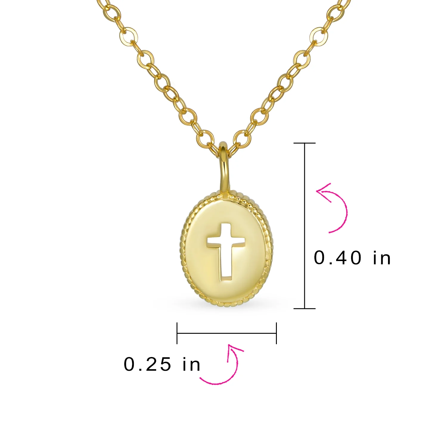 Tiny Petite Religious Cross Pendant Necklace 14K Gold Plated Silver Chain - Image 4
