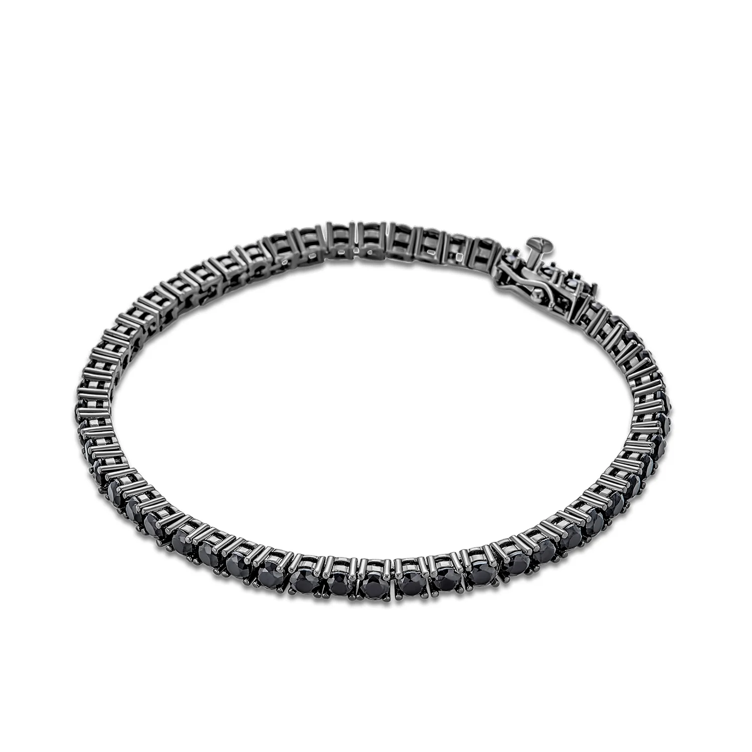 Bridal 10 CT CZ Round Solitaire Tennis Bracelet Black Silver - Image 2