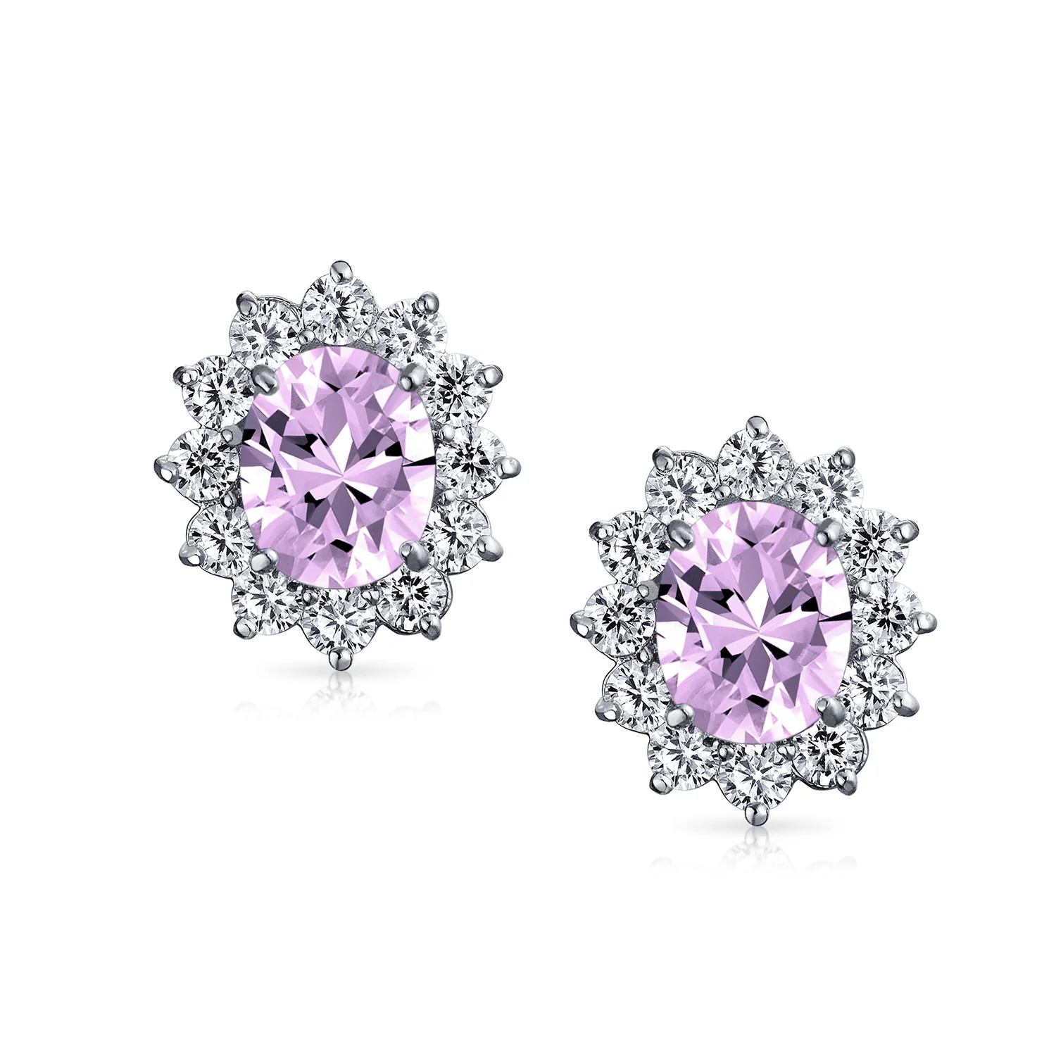 Traditional Bridal CZ Halo Oval Stud Clip-On Earrings for Non-Pierced Ears - Image 14