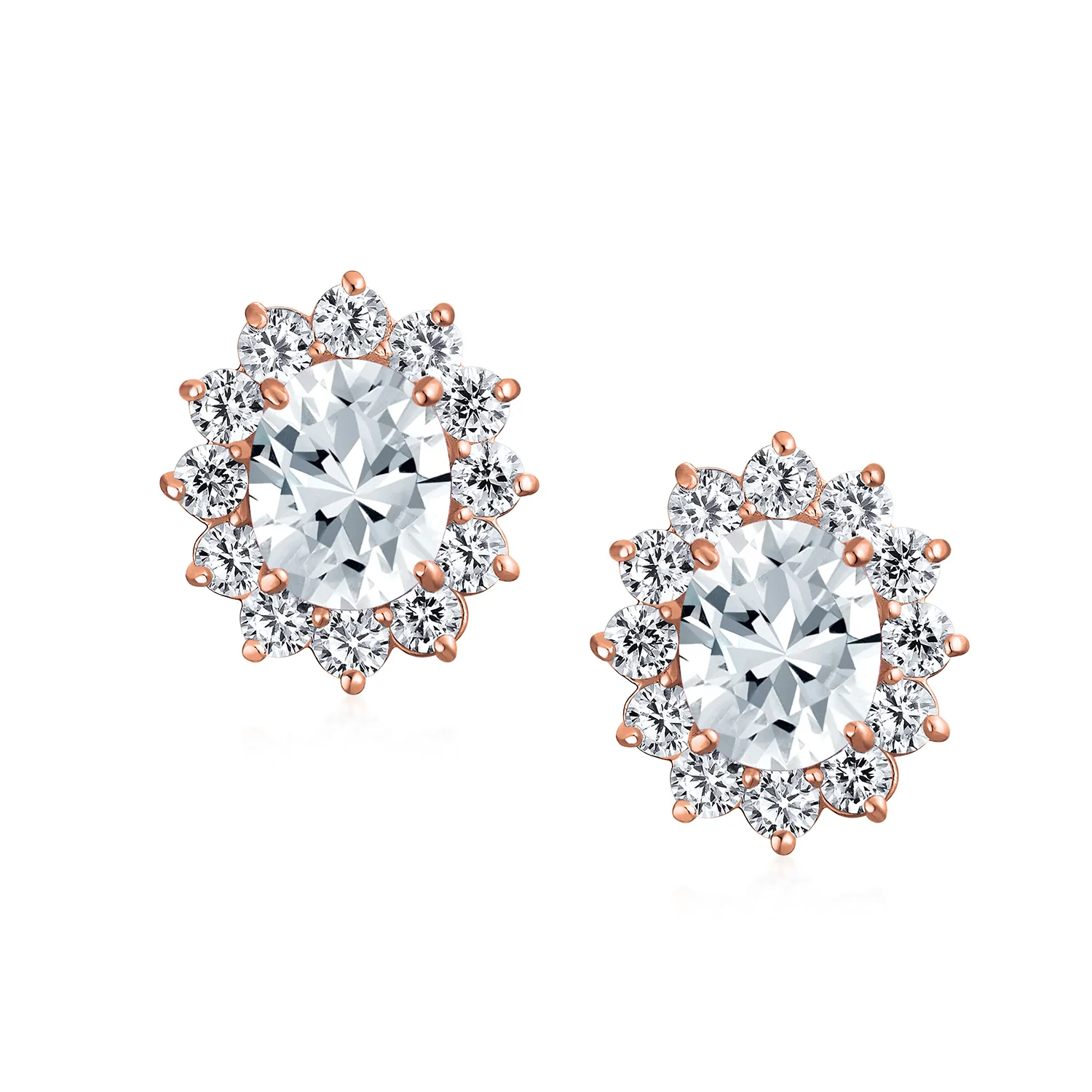 Traditional Bridal CZ Halo Oval Stud Clip-On Earrings for Non-Pierced Ears - Image 15