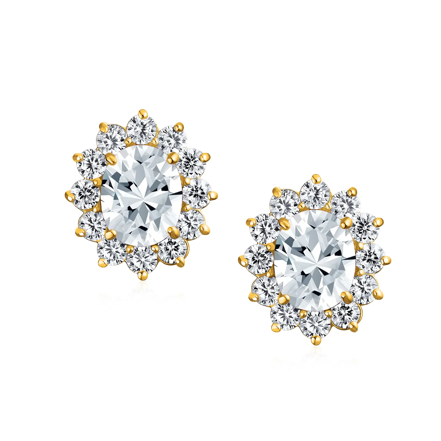 Traditional Bridal CZ Halo Oval Stud Clip-On Earrings for Non-Pierced Ears - Image 16