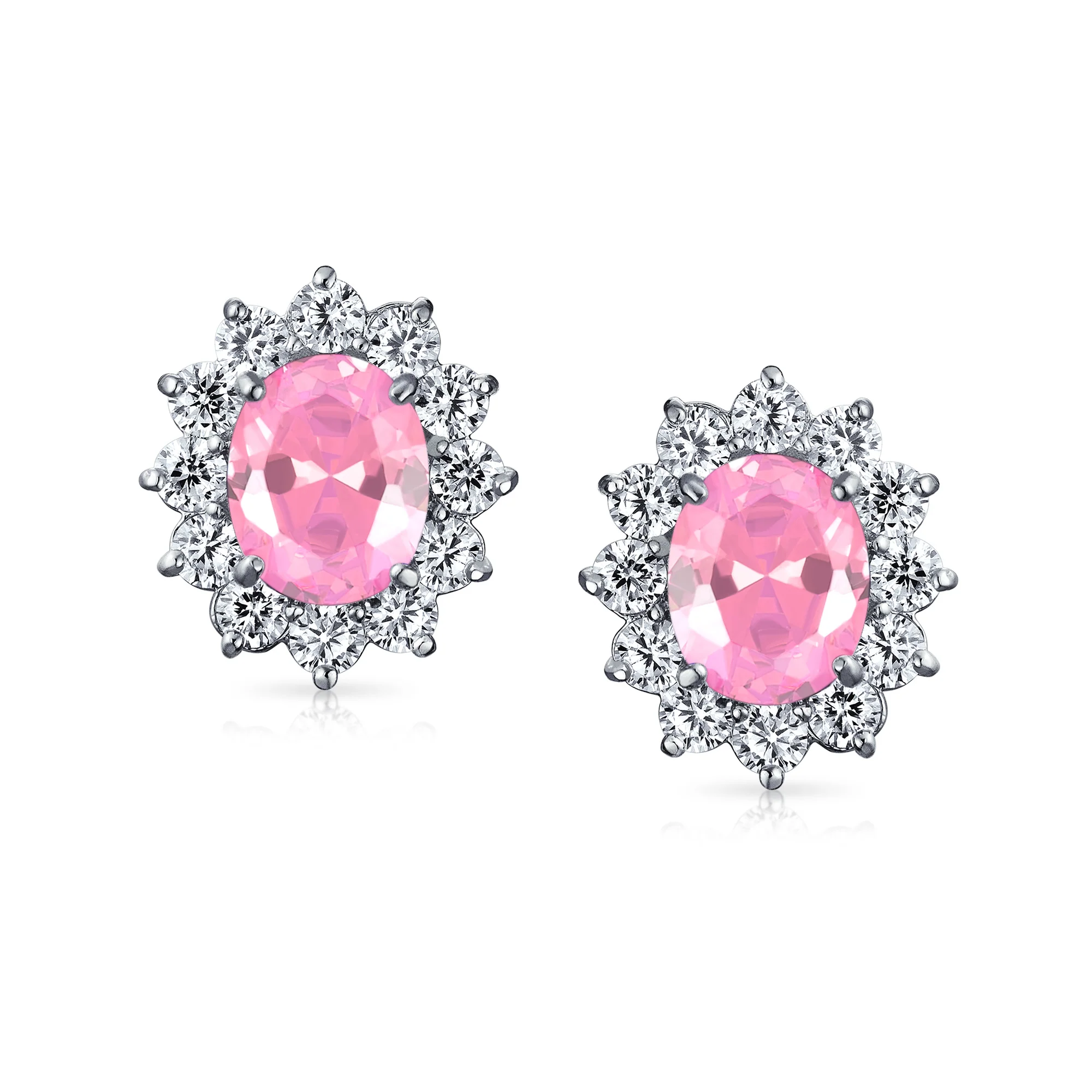 Traditional Bridal CZ Halo Oval Stud Clip-On Earrings for Non-Pierced Ears - Image 17
