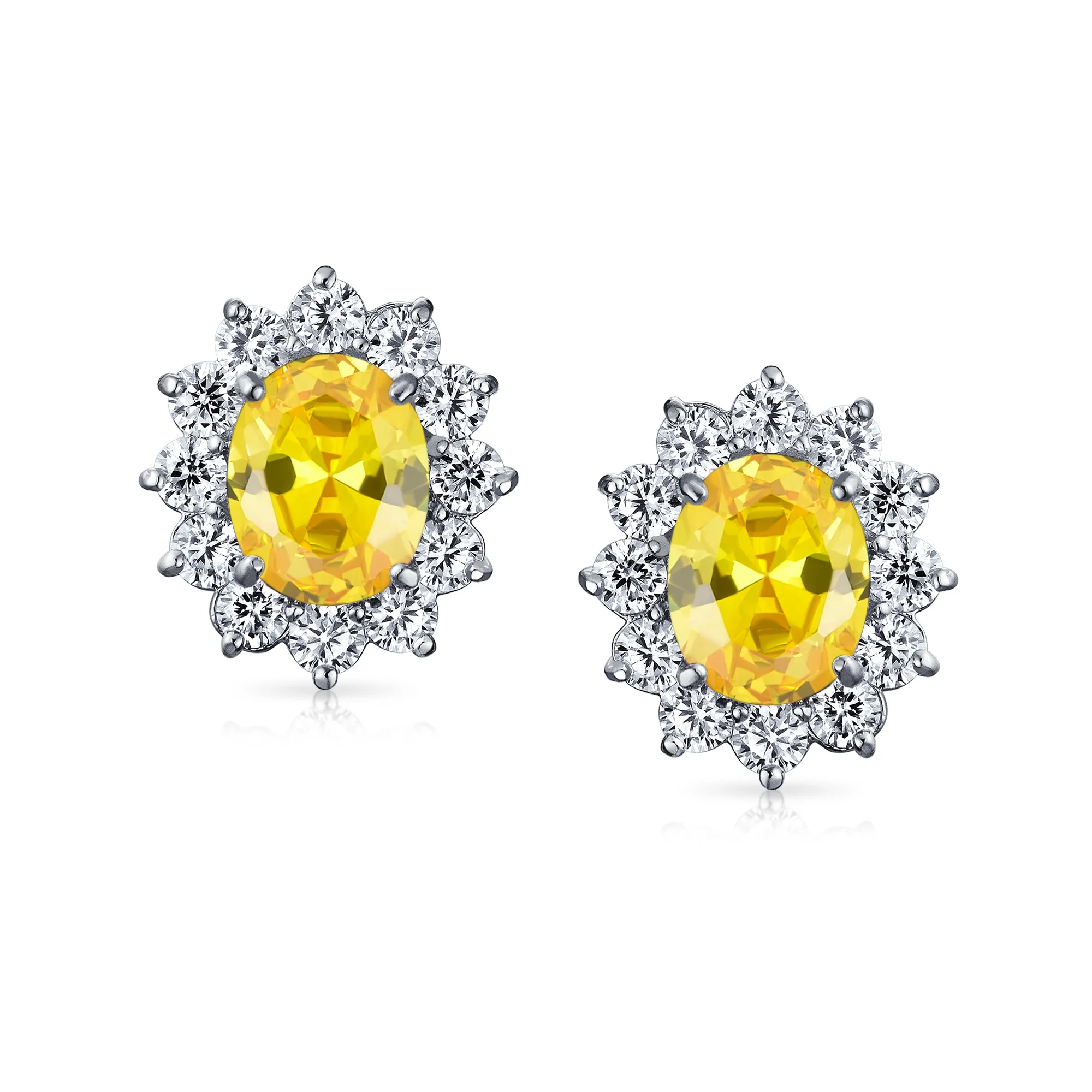 Traditional Bridal CZ Halo Oval Stud Clip-On Earrings for Non-Pierced Ears - Image 18