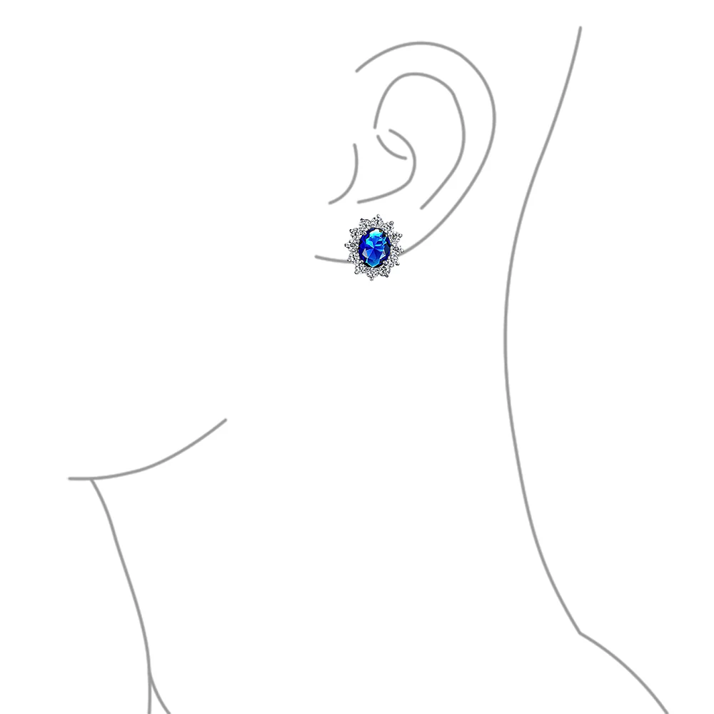 Traditional Bridal CZ Halo Oval Stud Clip-On Earrings for Non-Pierced Ears - Image 19