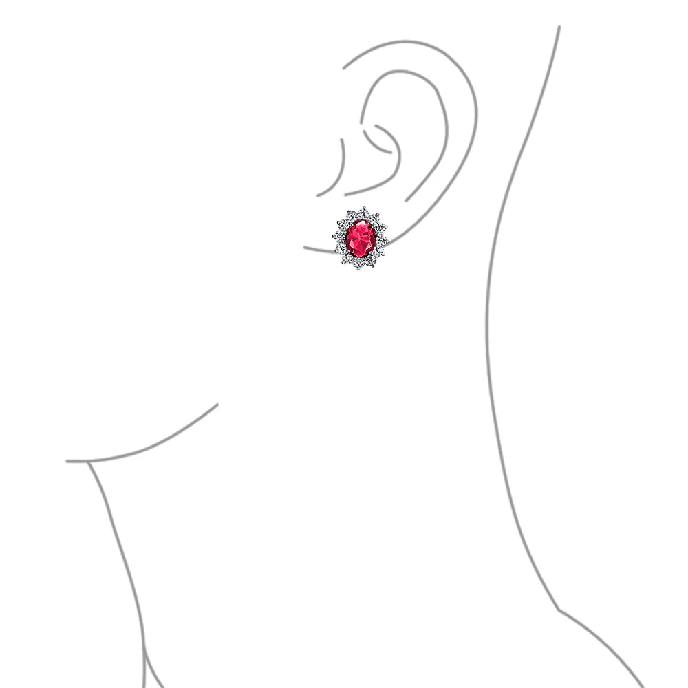 Traditional Bridal CZ Halo Oval Stud Clip-On Earrings for Non-Pierced Ears - Image 22