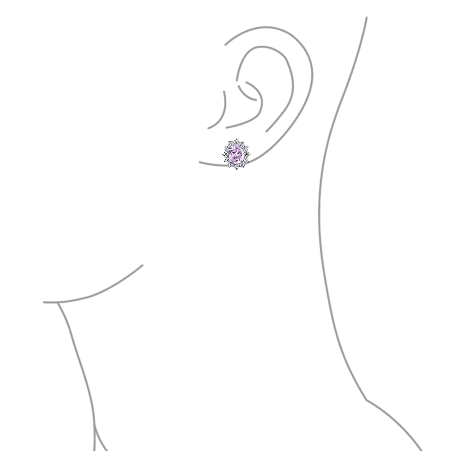Traditional Bridal CZ Halo Oval Stud Clip-On Earrings for Non-Pierced Ears - Image 23