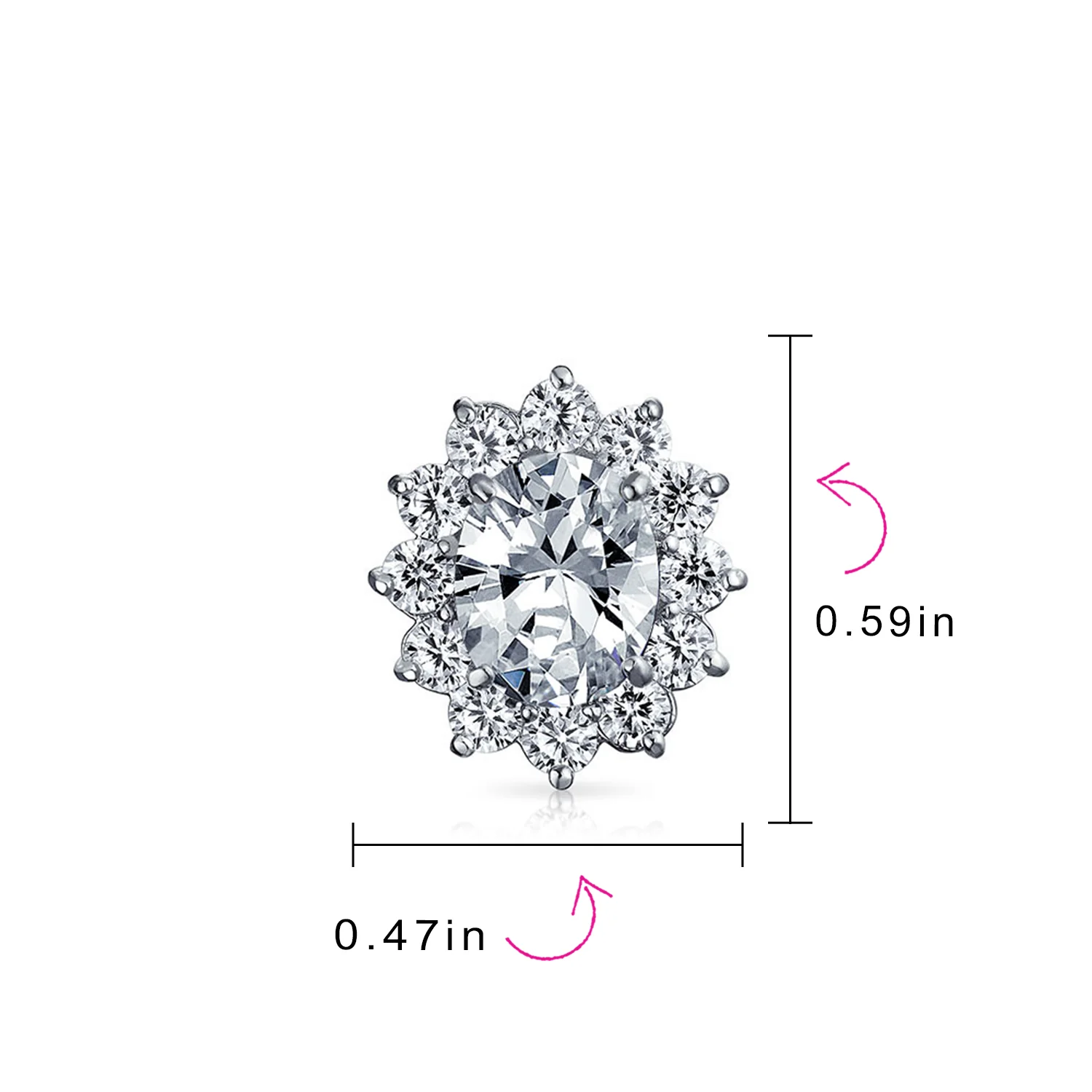 Traditional Bridal CZ Halo Oval Stud Clip-On Earrings for Non-Pierced Ears - Image 29