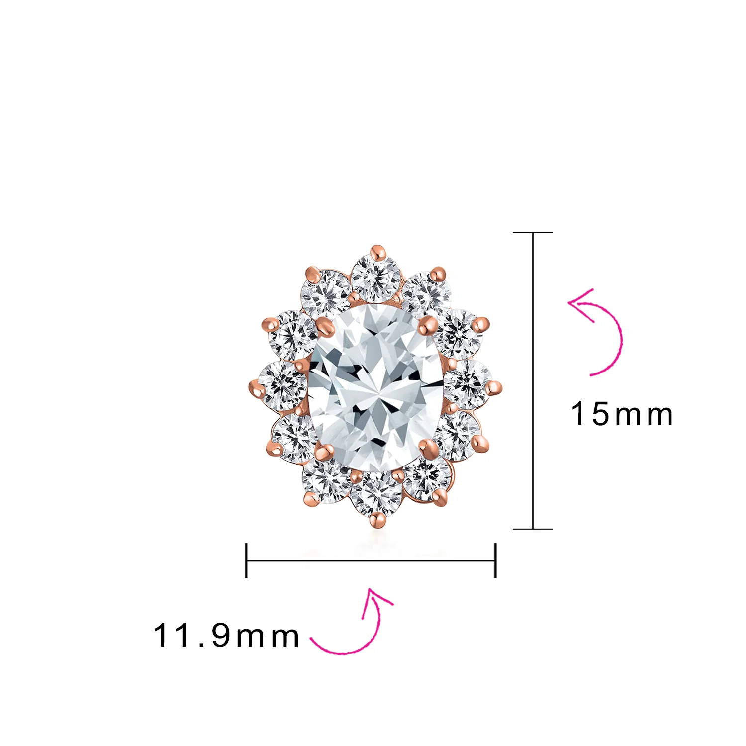 Traditional Bridal CZ Halo Oval Stud Clip-On Earrings for Non-Pierced Ears - Image 33