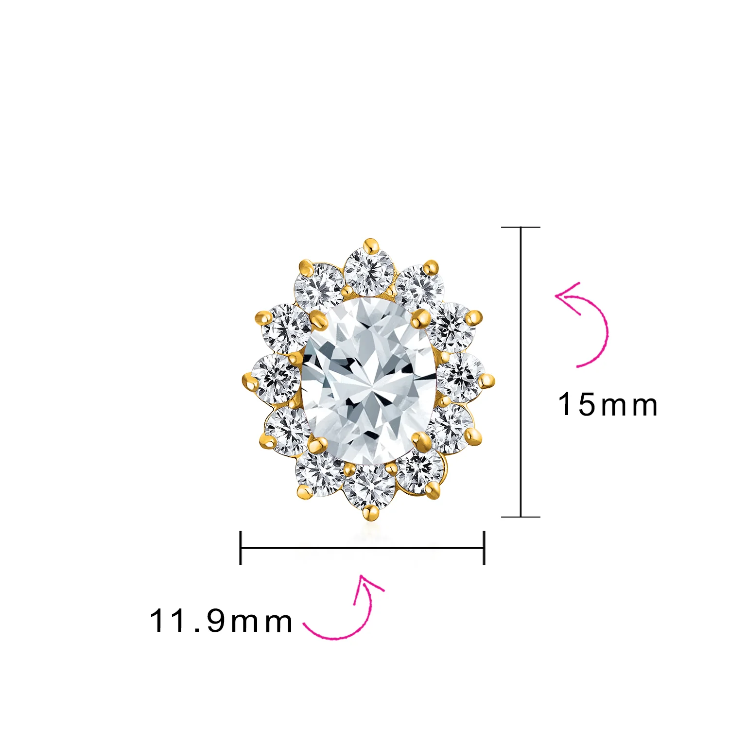 Traditional Bridal CZ Halo Oval Stud Clip-On Earrings for Non-Pierced Ears - Image 34