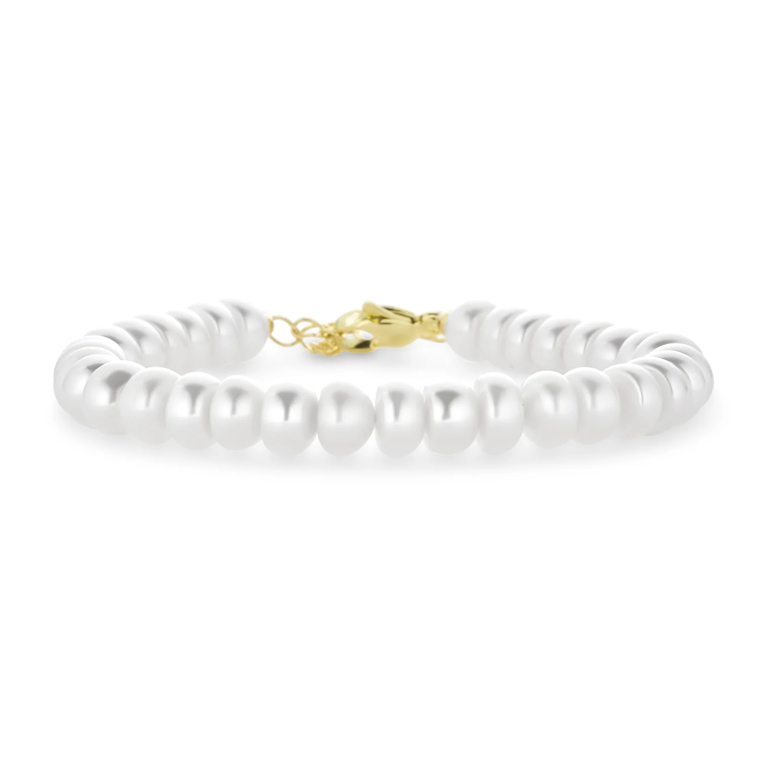 Traditional Bridal 5MM Freshwater Pearl Strand Bracelet Gold Plated 6.5-8.5 Inch - Image 2