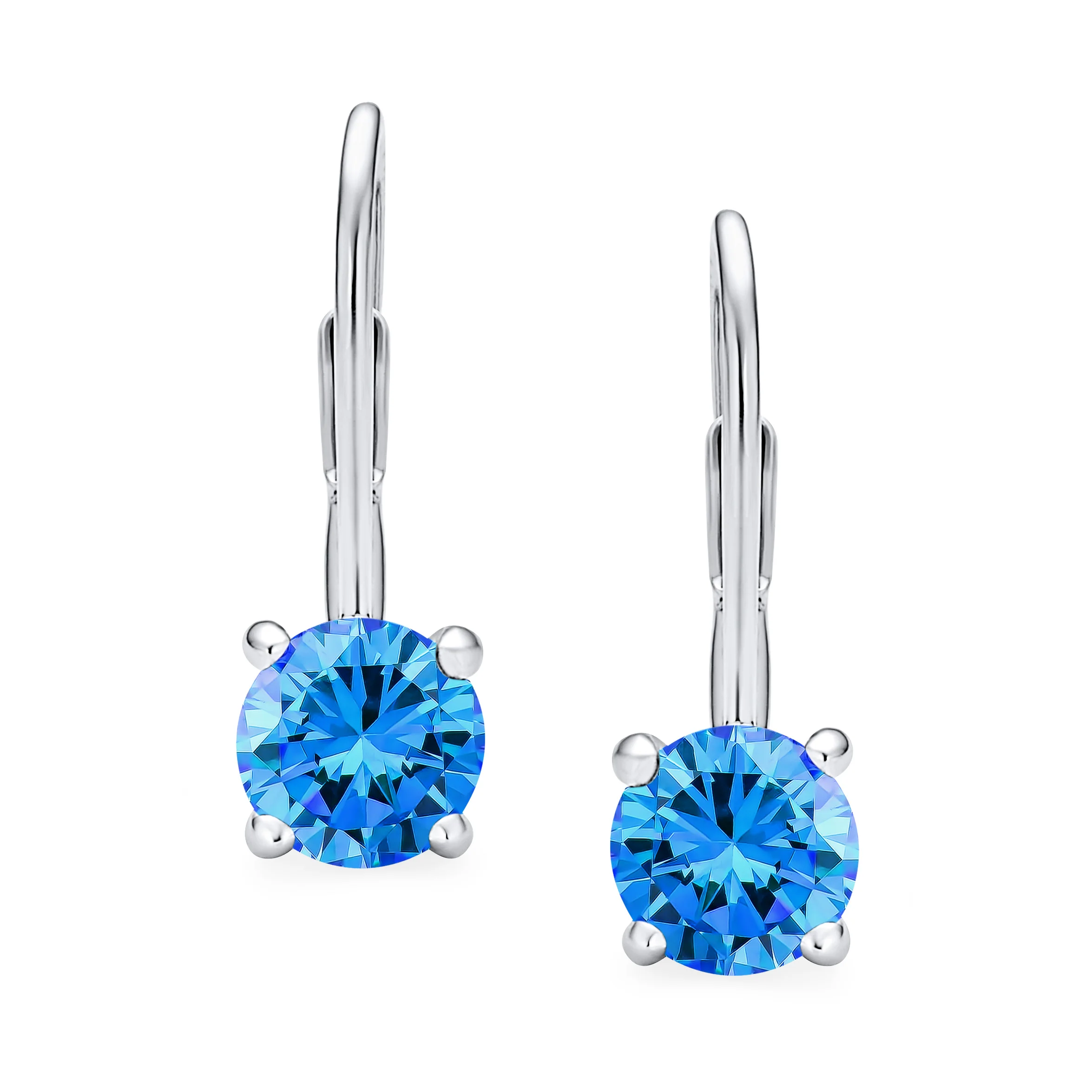 Classic Round 1CT CZ Solitaire Drop Stud Earrings .925 Sterling Silver Leverback - Image 12