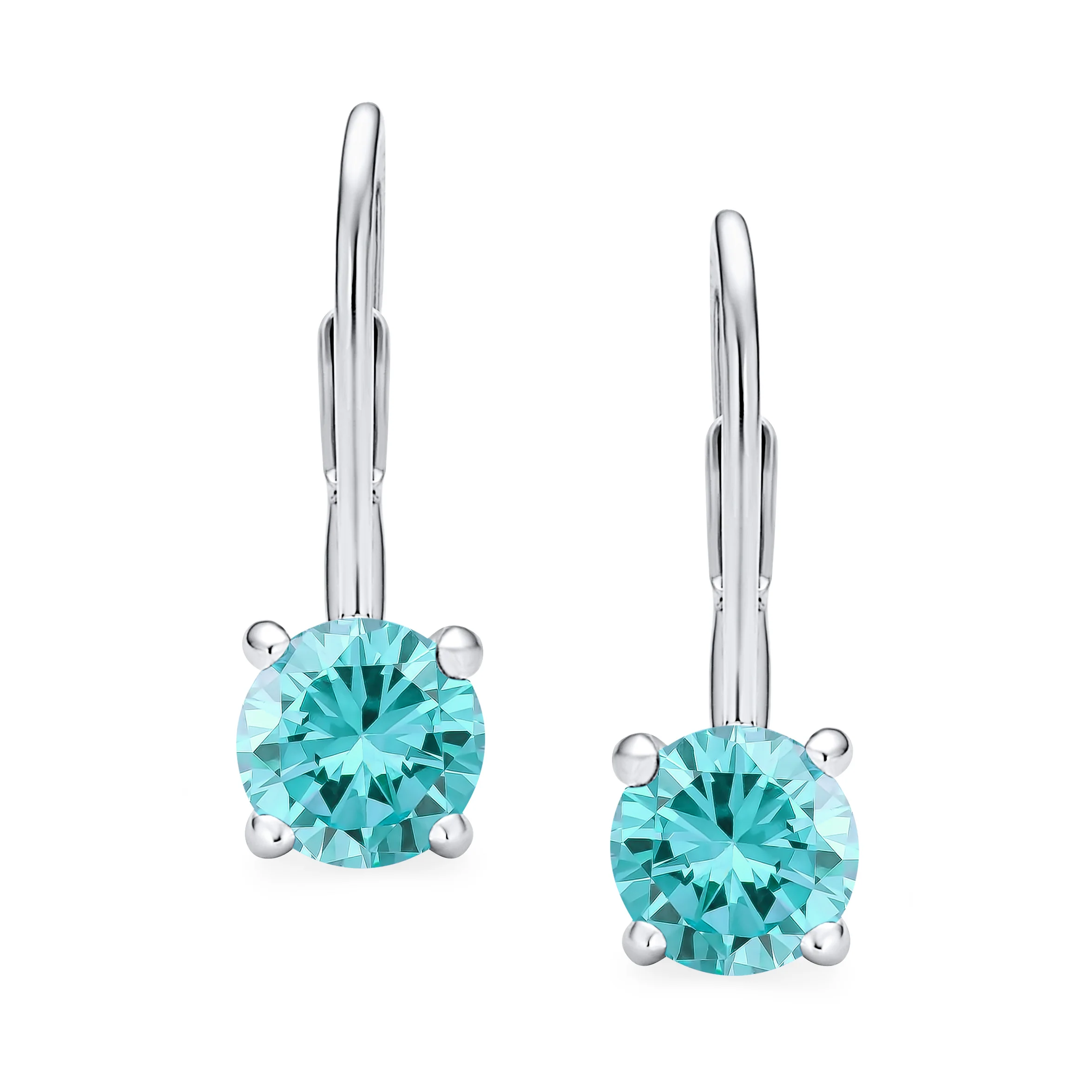 Classic Round 1CT CZ Solitaire Drop Stud Earrings .925 Sterling Silver Leverback - Image 13