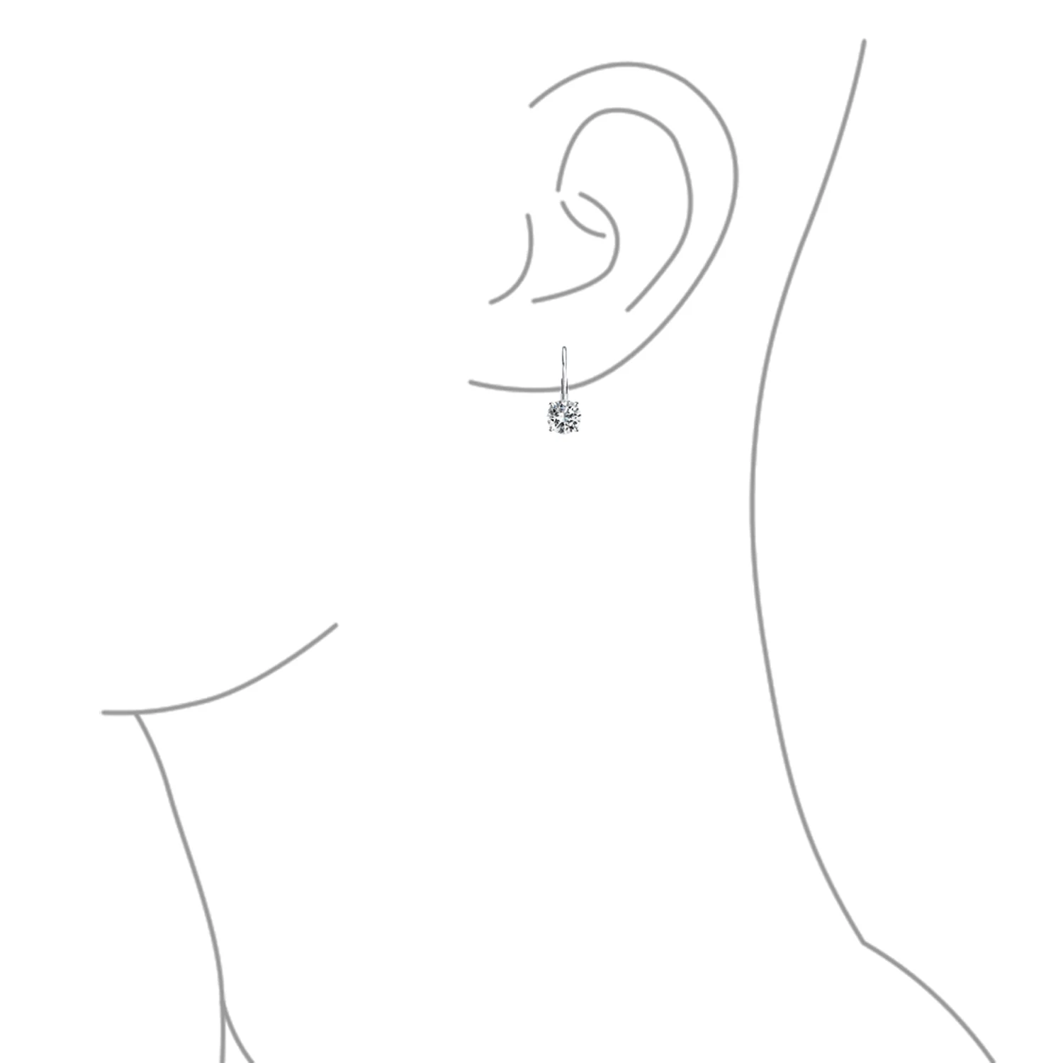 Classic Round 1CT CZ Solitaire Drop Stud Earrings .925 Sterling Silver Leverback - Image 17