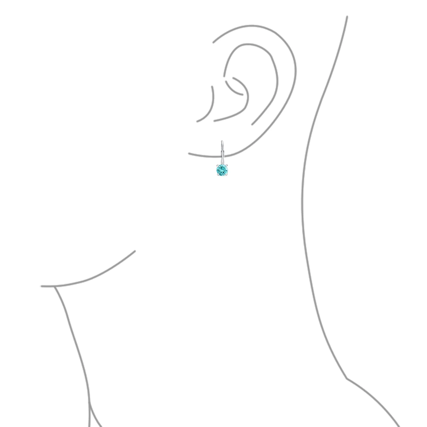 Classic Round 1CT CZ Solitaire Drop Stud Earrings .925 Sterling Silver Leverback - Image 21