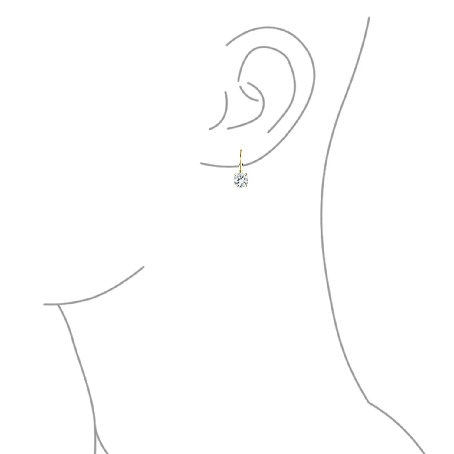 Classic Round 1CT CZ Solitaire Drop Stud Earrings .925 Sterling Silver Leverback - Image 24