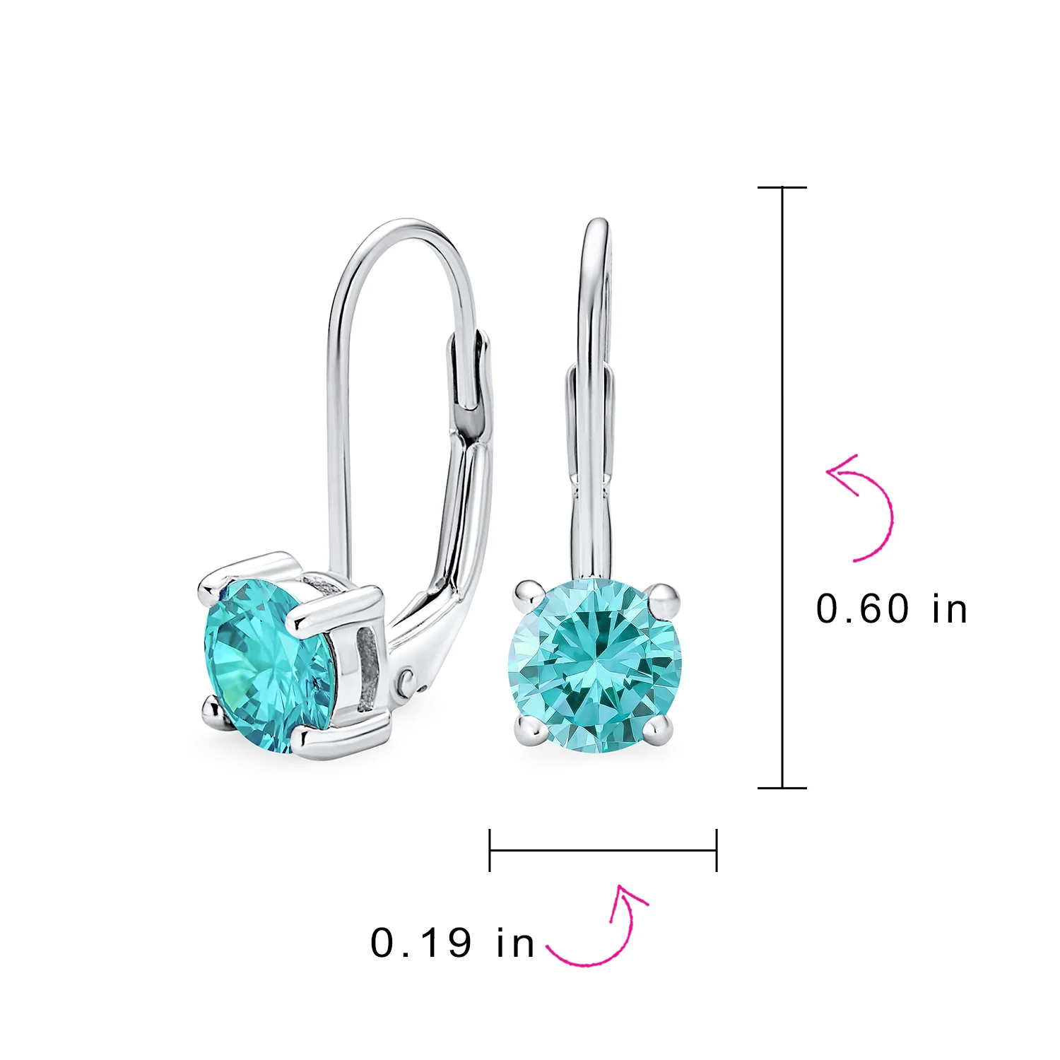 Classic Round 1CT CZ Solitaire Drop Stud Earrings .925 Sterling Silver Leverback - Image 29