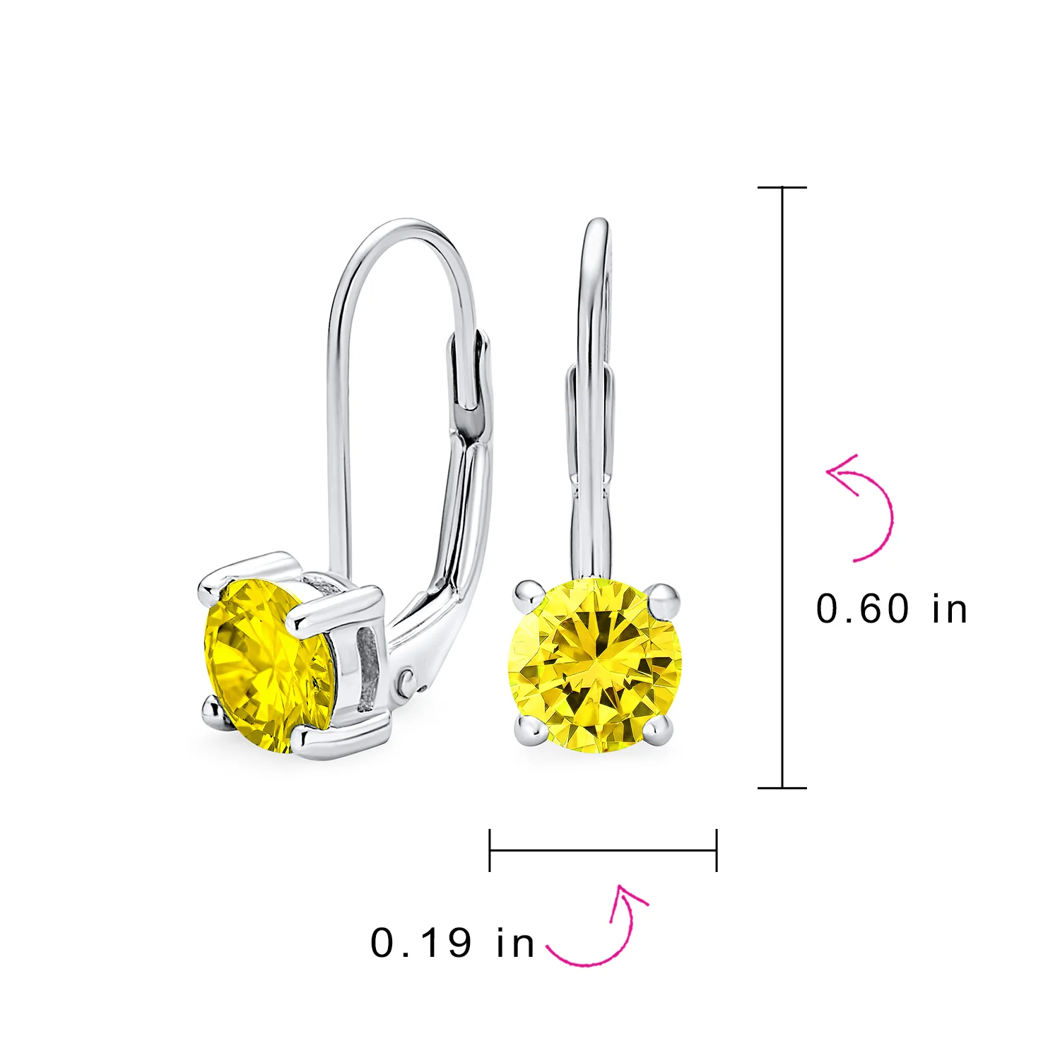 Classic Round 1CT CZ Solitaire Drop Stud Earrings .925 Sterling Silver Leverback - Image 30