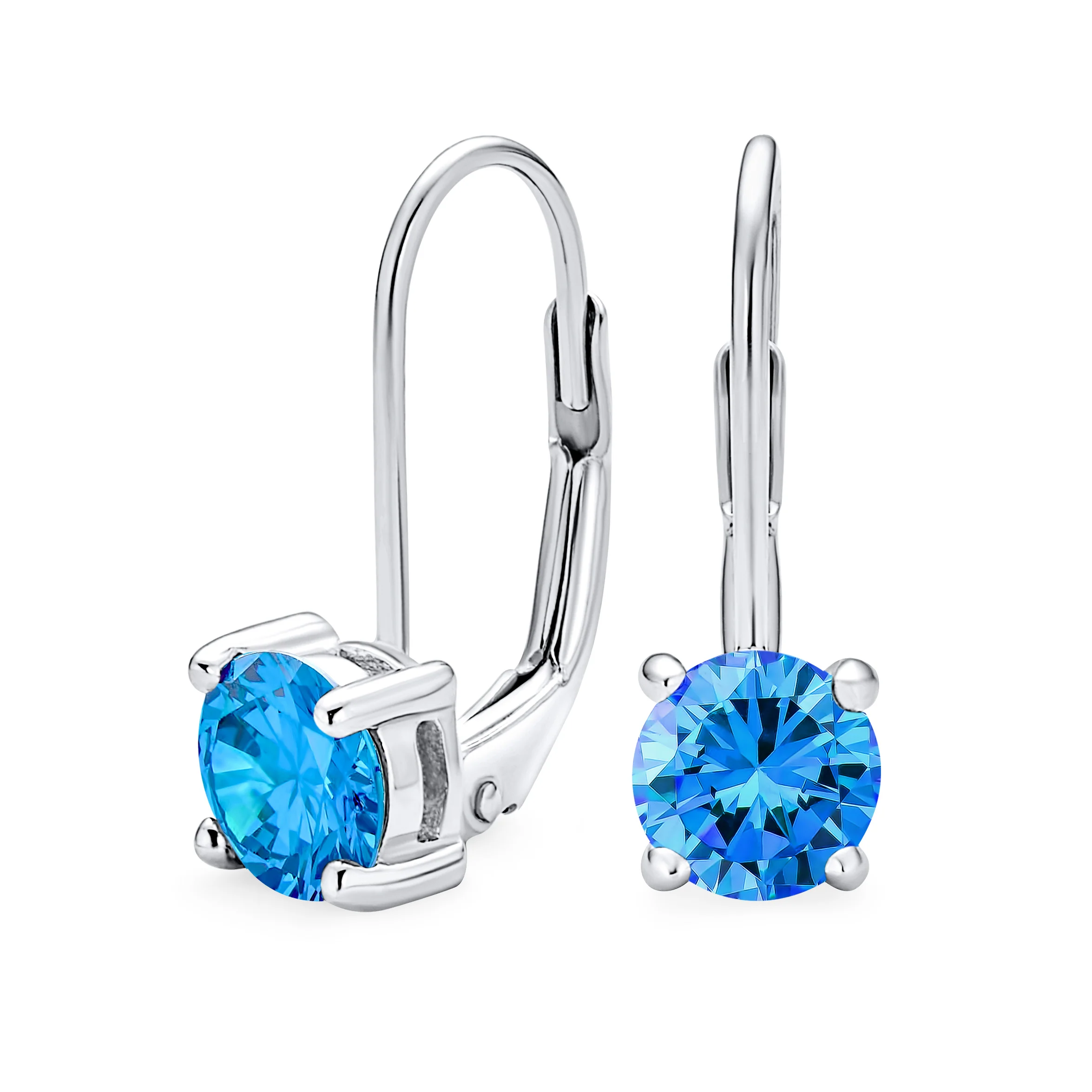 Classic Round 1CT CZ Solitaire Drop Stud Earrings .925 Sterling Silver Leverback - Image 4