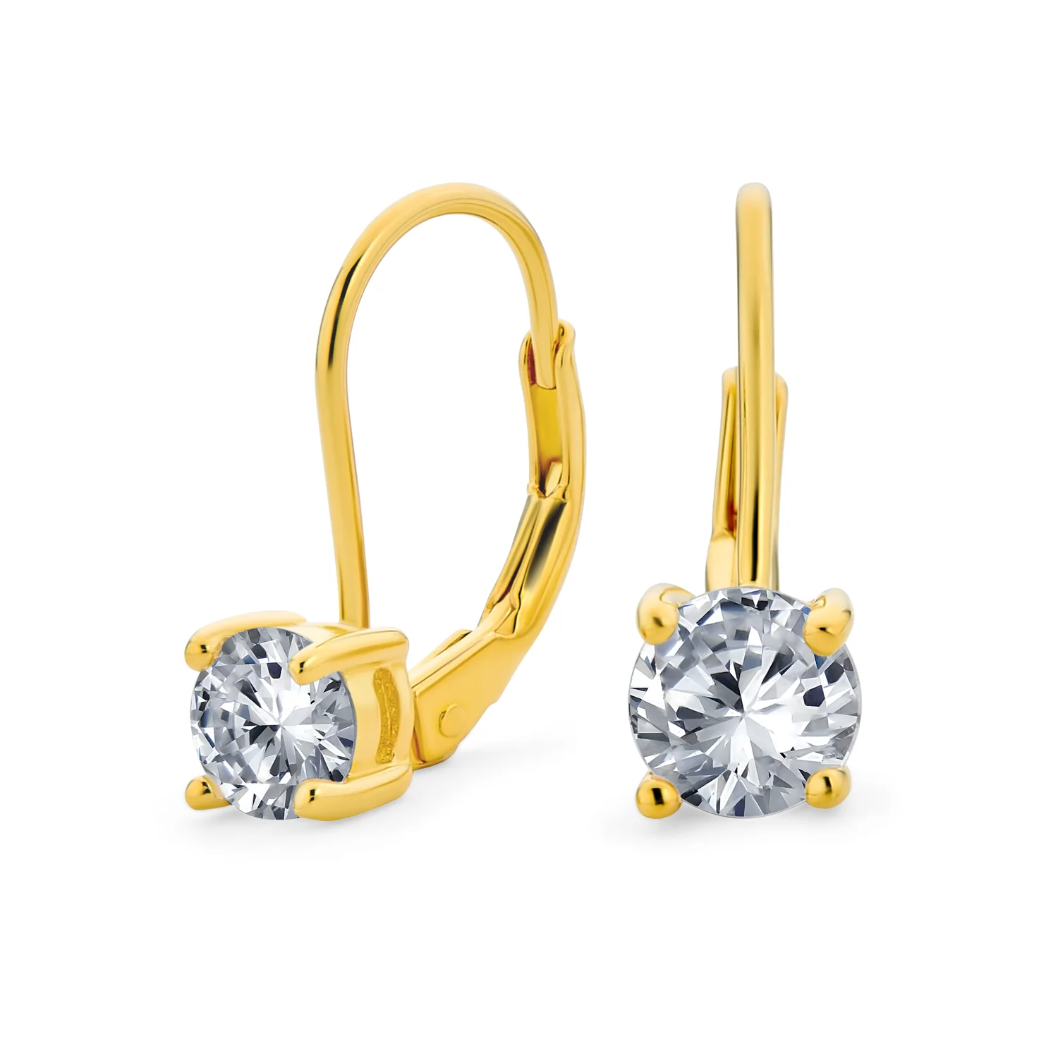 Classic Round 1CT CZ Solitaire Drop Stud Earrings .925 Sterling Silver Leverback - Image 8