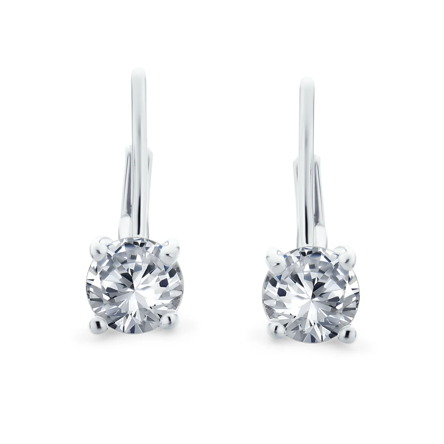 Classic Round 1CT CZ Solitaire Drop Stud Earrings .925 Sterling Silver Leverback - Image 9