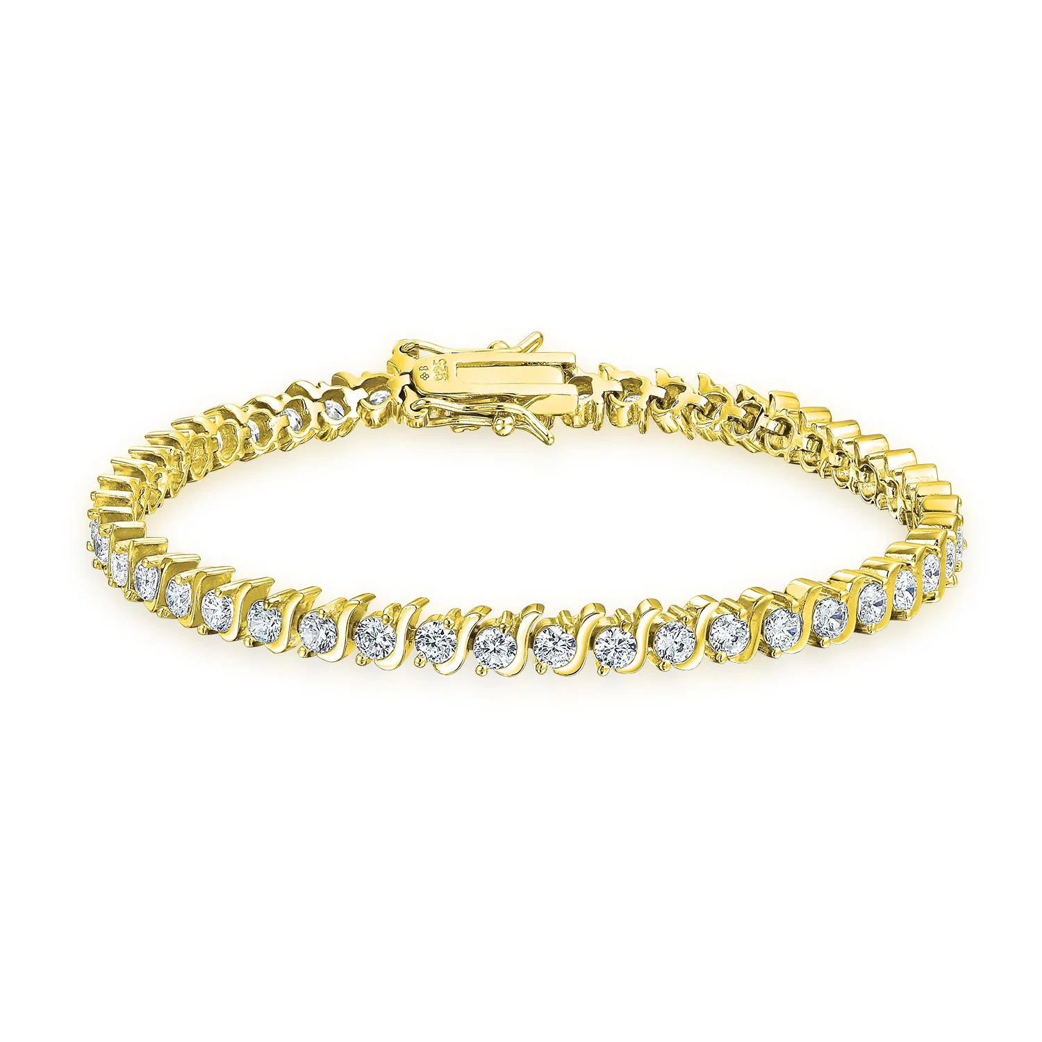 15CT CZ Swirl Wave Solitaire Tennis Bracelet Sterling Silver 7 Inch - Image 2