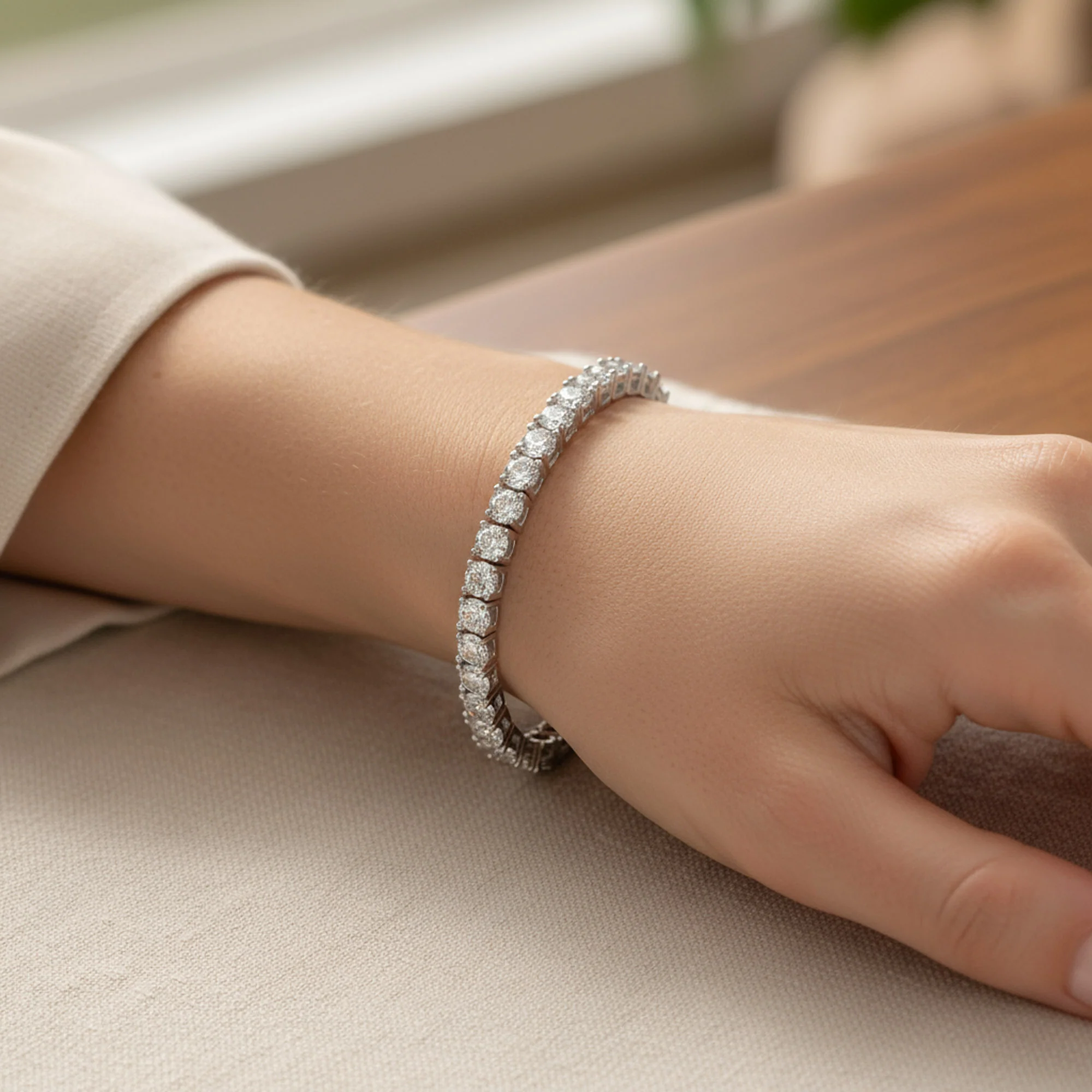 Classic 20CT CZ Solitaire Tennis Bracelet Cubic Zirconia .925 Sterling Silver 8 Inch - Image 3