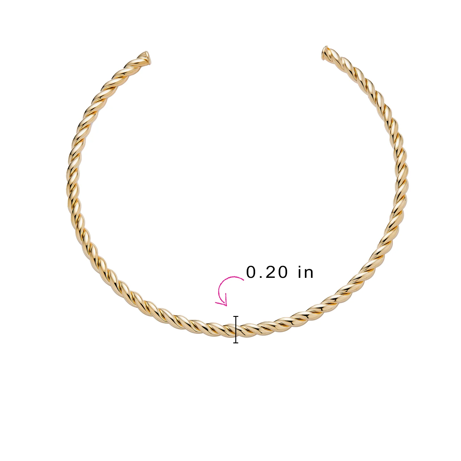 Rope Cable Twist Choker Necklace 14K Yellow Gold Plated - Image 4