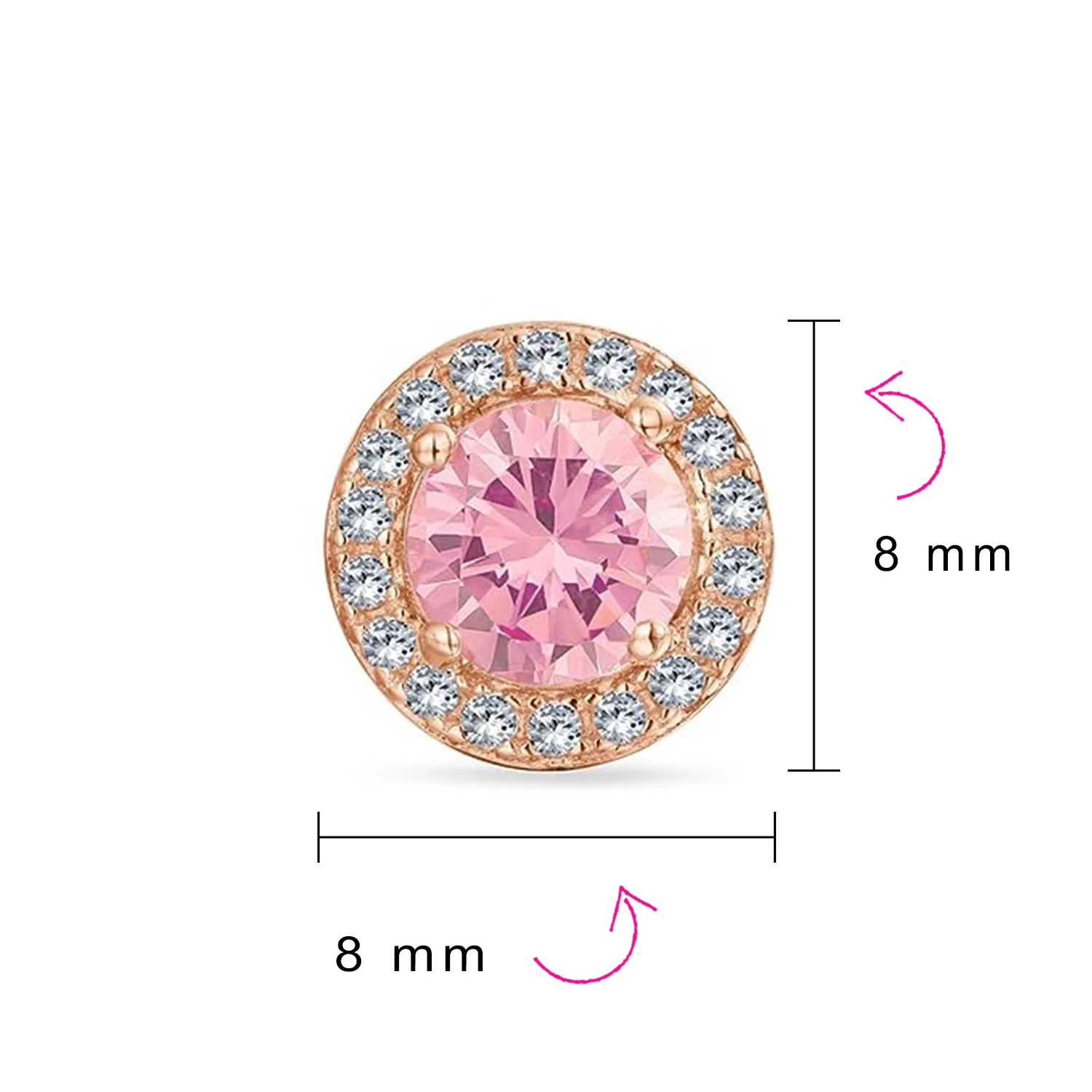 Round Solitaire Halo Purple CZ Stud Earrings.925 Sterling Silver 8MM - Image 14