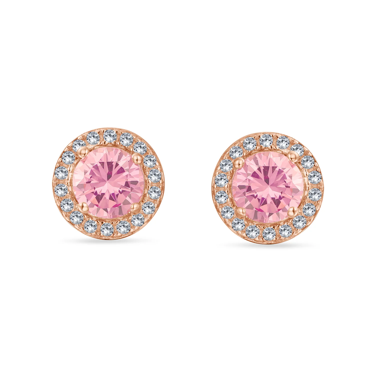 Round Solitaire Halo Purple CZ Stud Earrings.925 Sterling Silver 8MM - Image 6