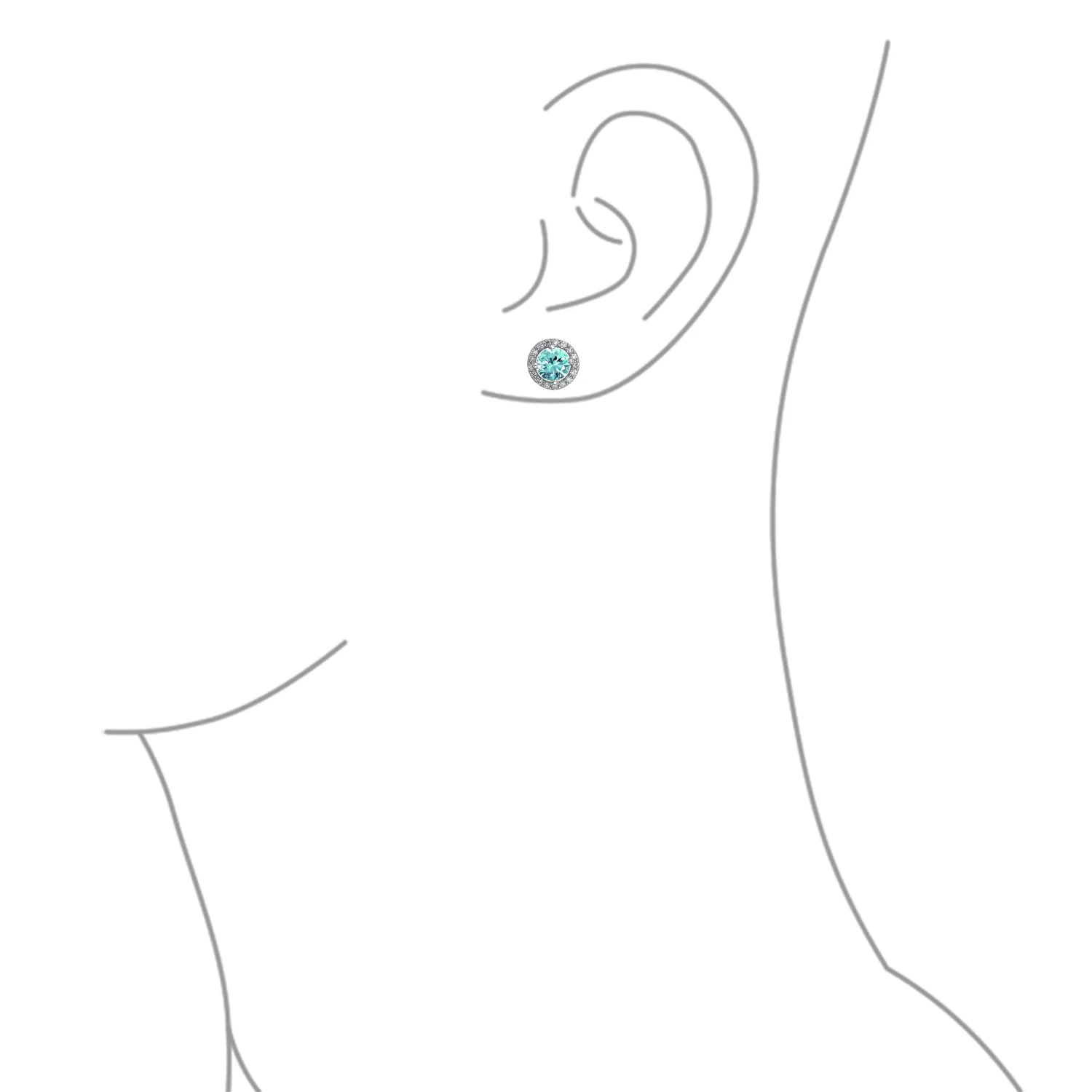 Round Solitaire Halo Purple CZ Stud Earrings.925 Sterling Silver 8MM - Image 9