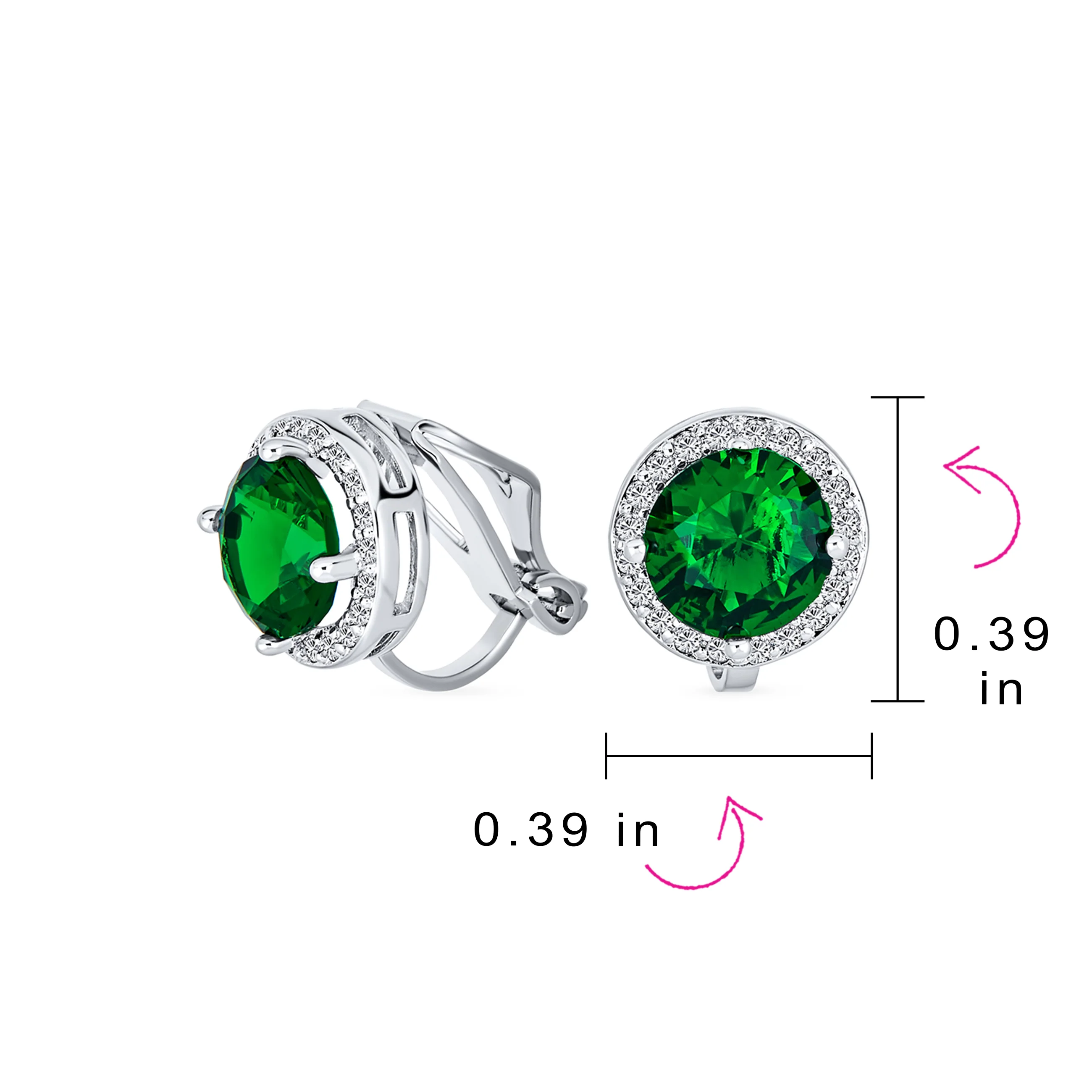 Traditional 2CT Round Black CZ Halo Clip-On Earrings Silver Plated 7MM - Image 15