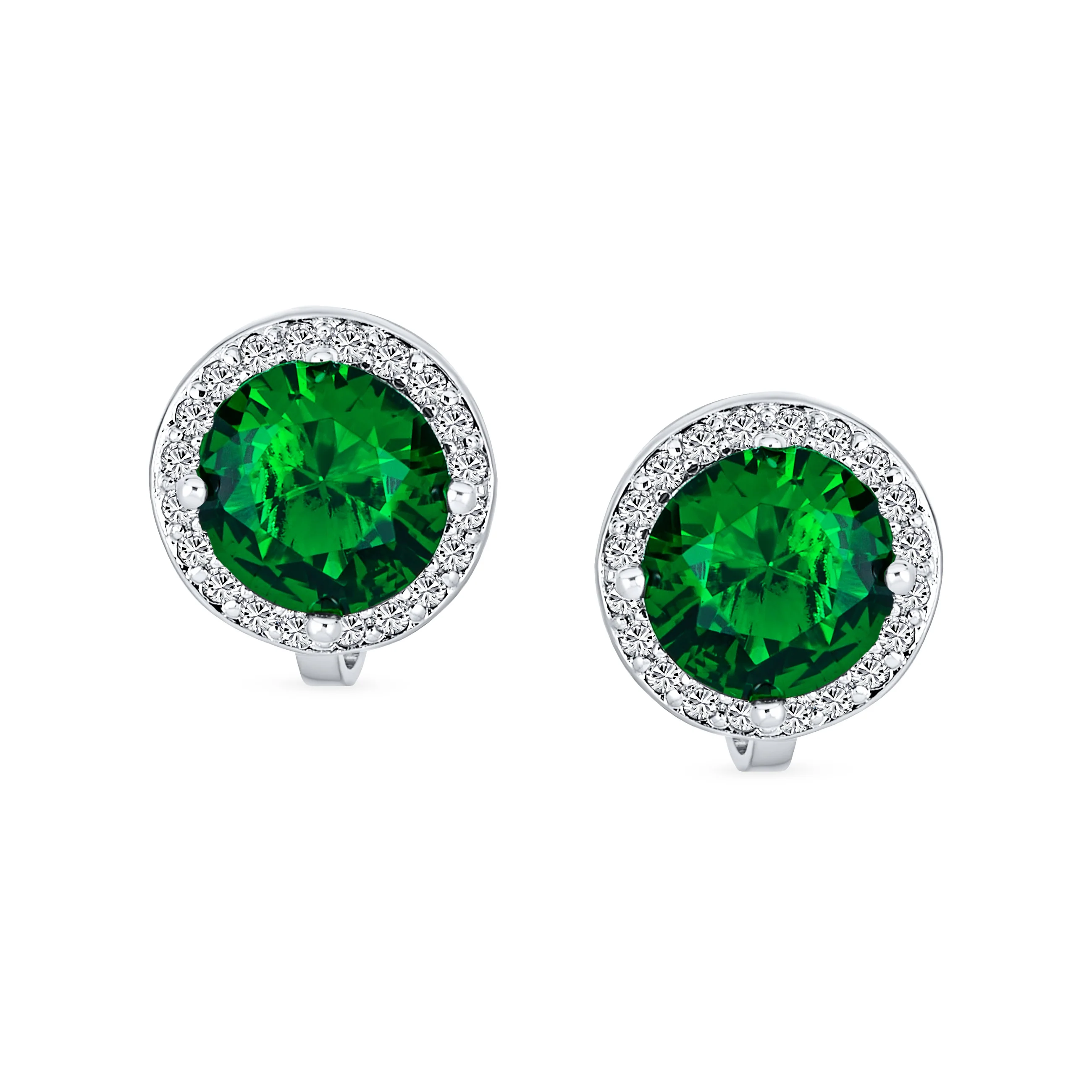 Traditional 2CT Round Black CZ Halo Clip-On Earrings Silver Plated 7MM - Image 7
