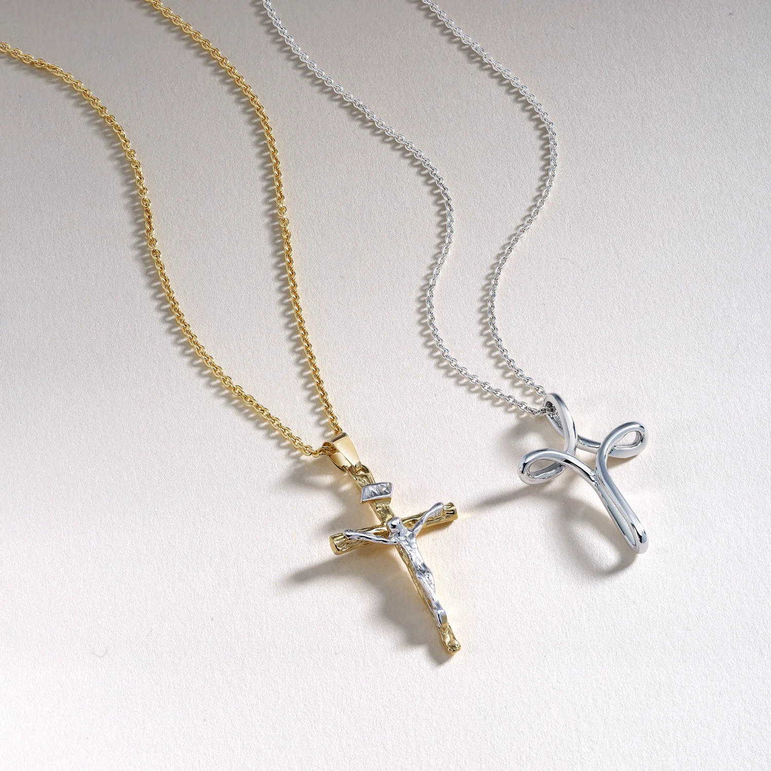 Traditional Jesus Inri Crucifix Cross Pendant Necklace Two Tone 18K Gold Plated - Image 8