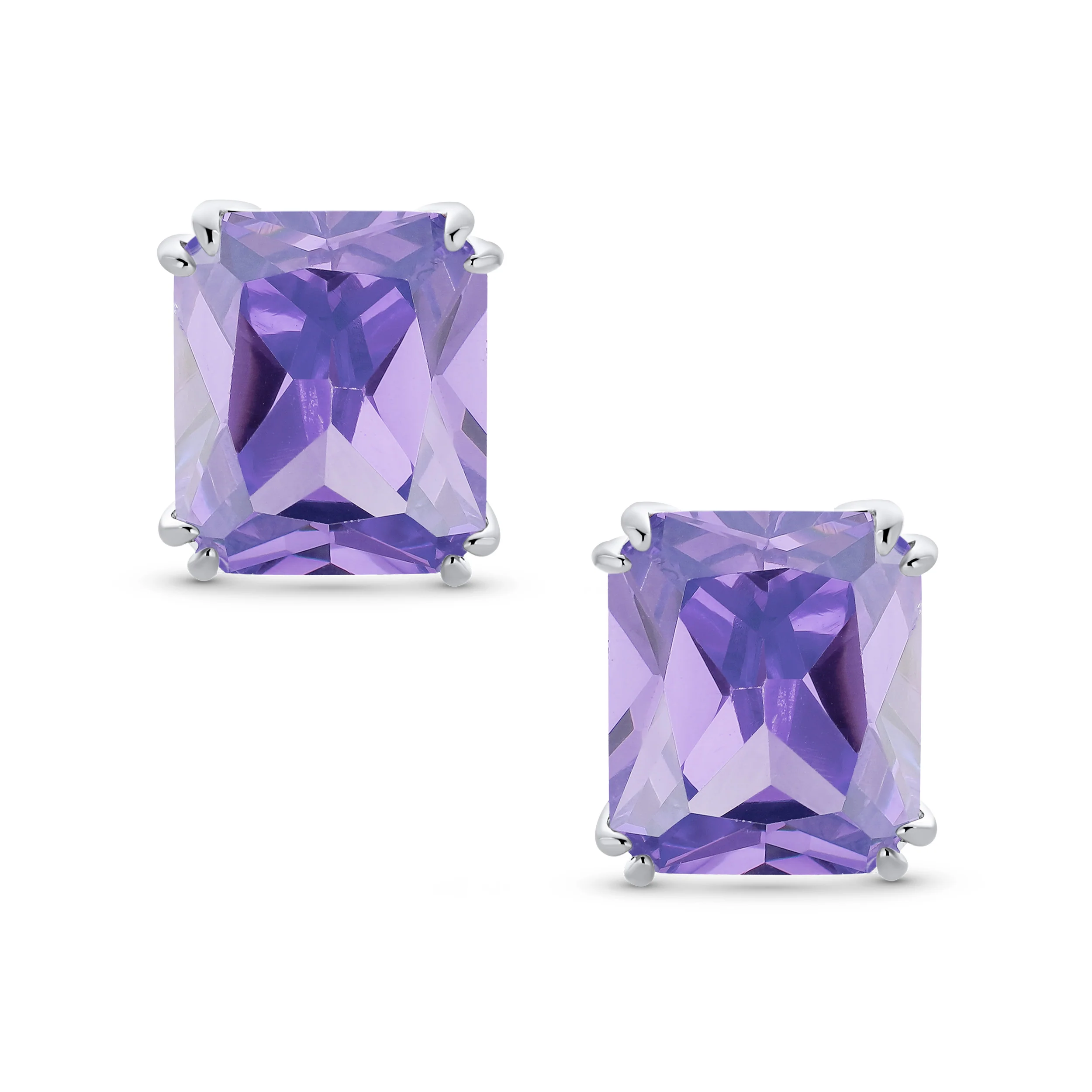 Traditional Large 7CT Emerald Cut CZ Clip-On Earrings Silver Plated Non-Pierced - Image 11