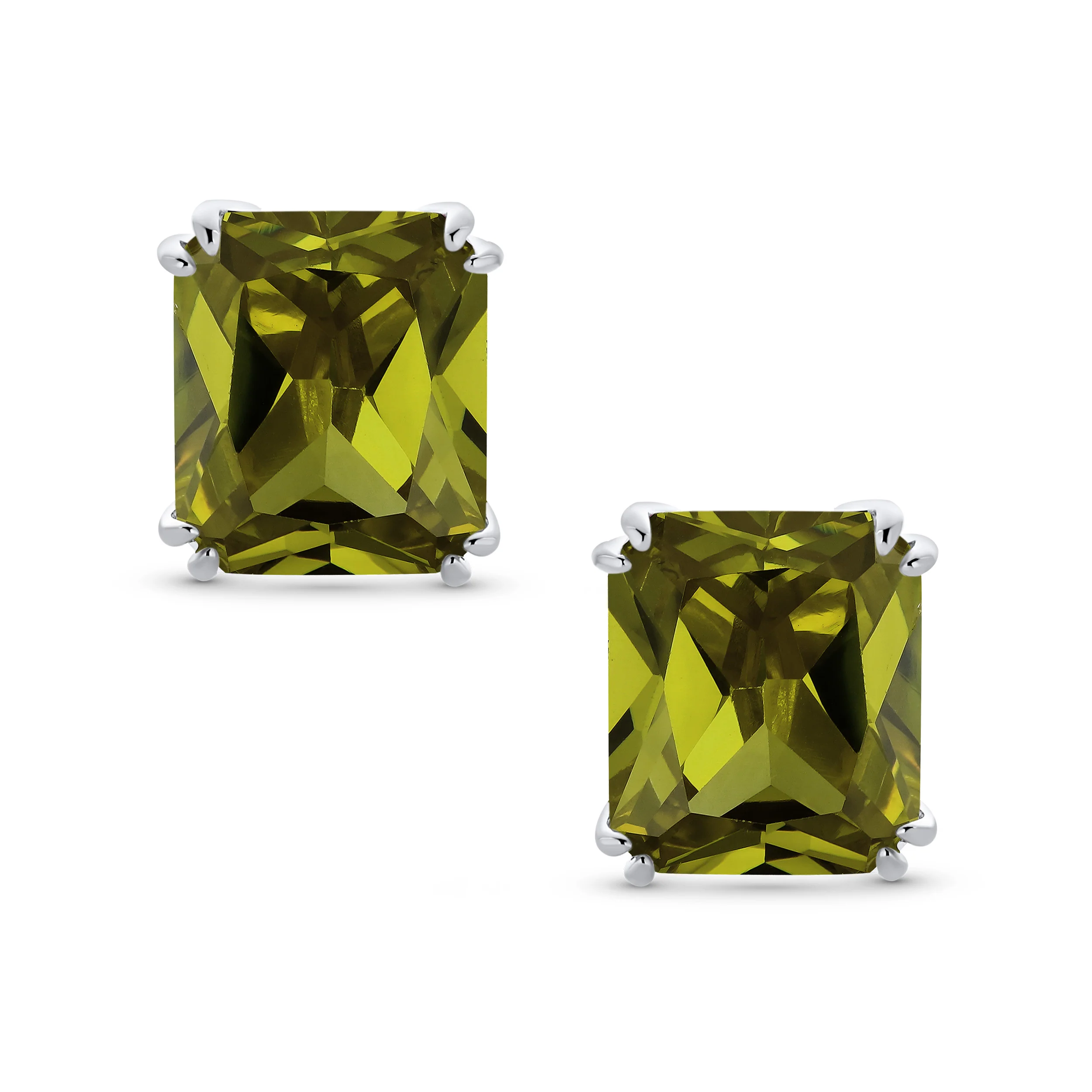 Traditional Large 7CT Emerald Cut CZ Clip-On Earrings Silver Plated Non-Pierced - Image 12