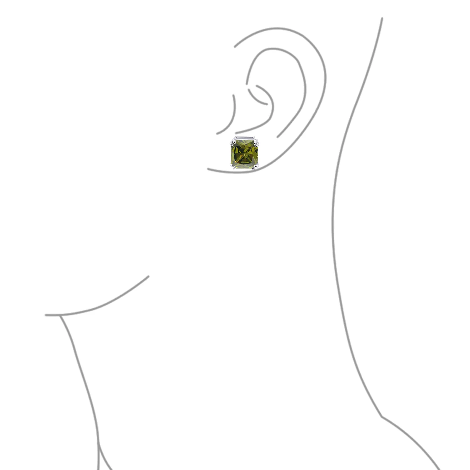 Traditional Large 7CT Emerald Cut CZ Clip-On Earrings Silver Plated Non-Pierced - Image 20