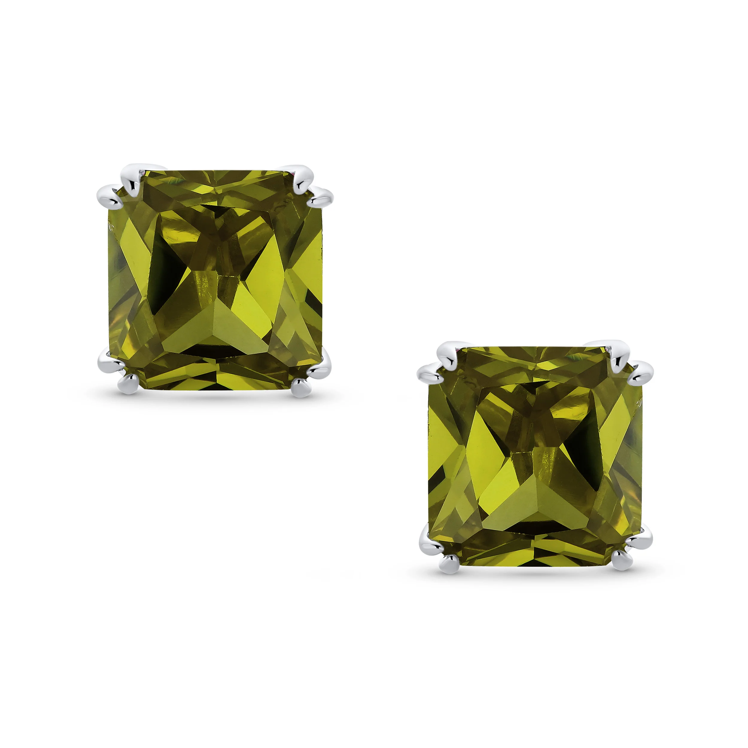 12MM Princess Cut Cubic Zirconia Aqua Blue CZ Solitaire Statement Clip On Stud Earrings Non Pierced - Image 10