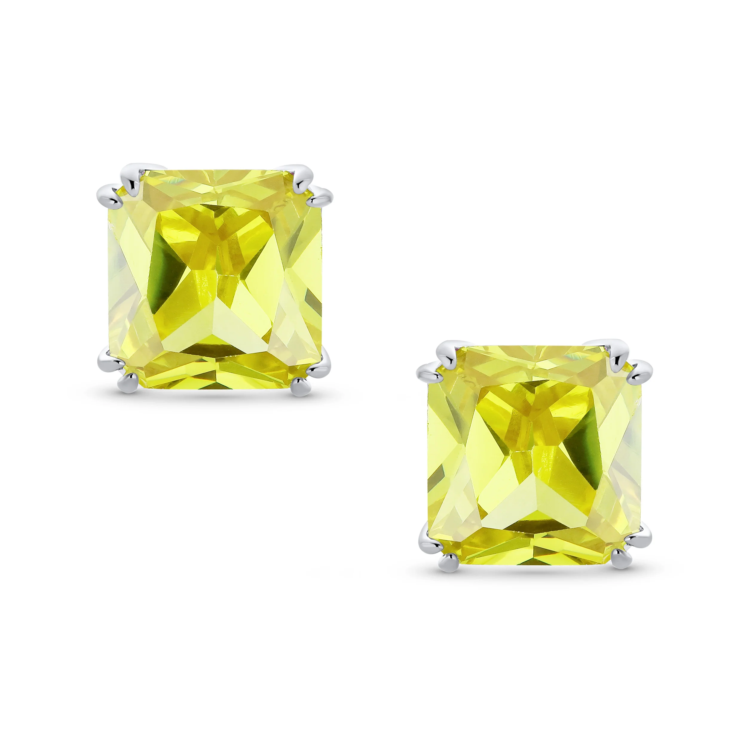 12MM Princess Cut Cubic Zirconia Aqua Blue CZ Solitaire Statement Clip On Stud Earrings Non Pierced - Image 11