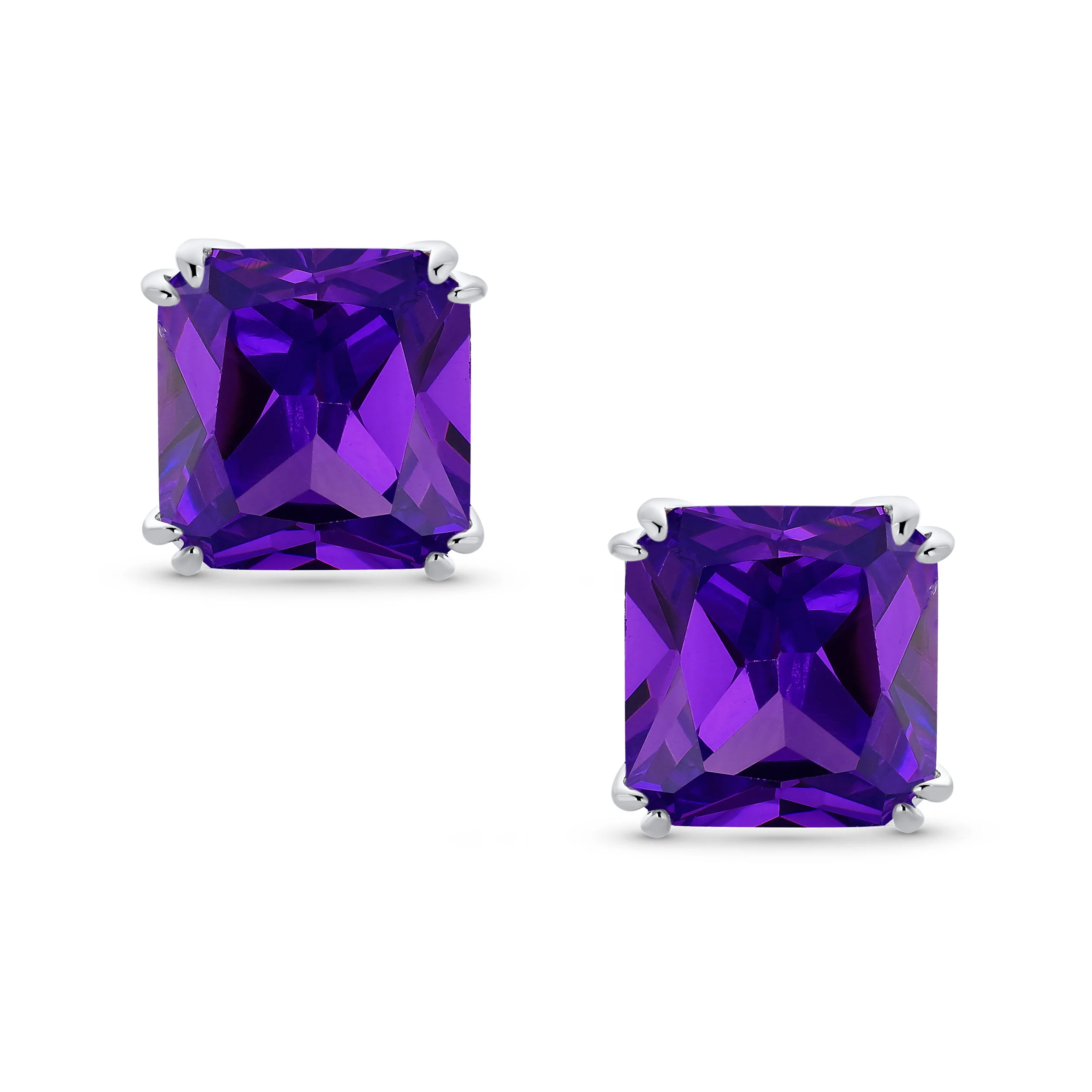 12MM Princess Cut Cubic Zirconia Aqua Blue CZ Solitaire Statement Clip On Stud Earrings Non Pierced - Image 12