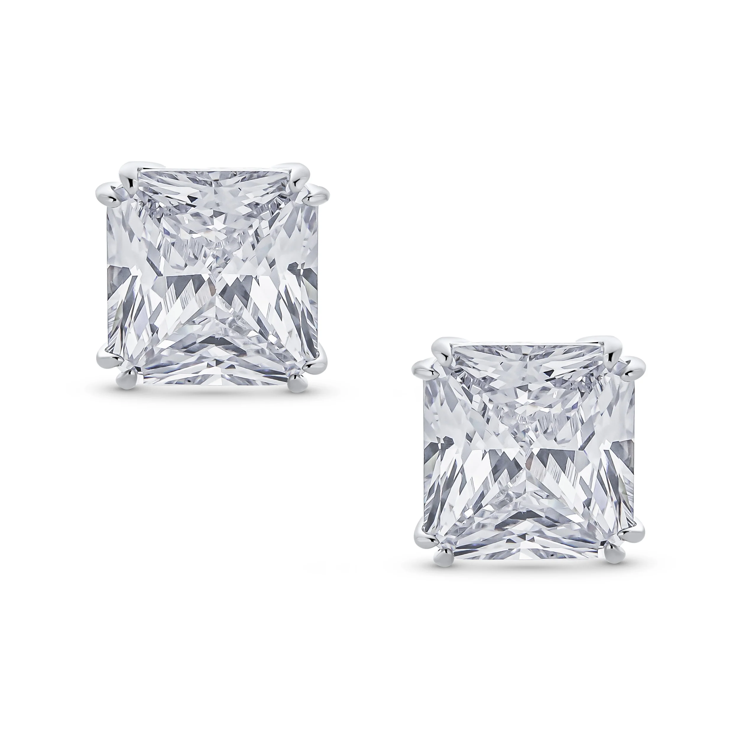12MM Princess Cut Cubic Zirconia Aqua Blue CZ Solitaire Statement Clip On Stud Earrings Non Pierced - Image 14