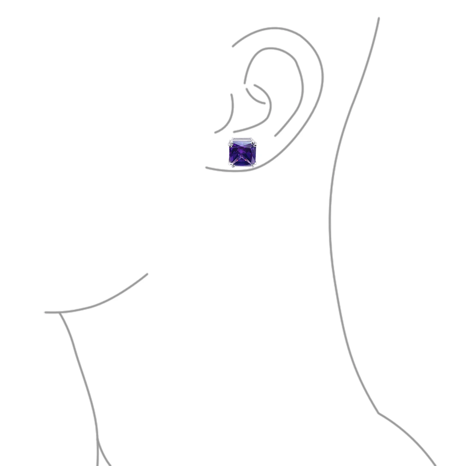 12MM Princess Cut Cubic Zirconia Aqua Blue CZ Solitaire Statement Clip On Stud Earrings Non Pierced - Image 19